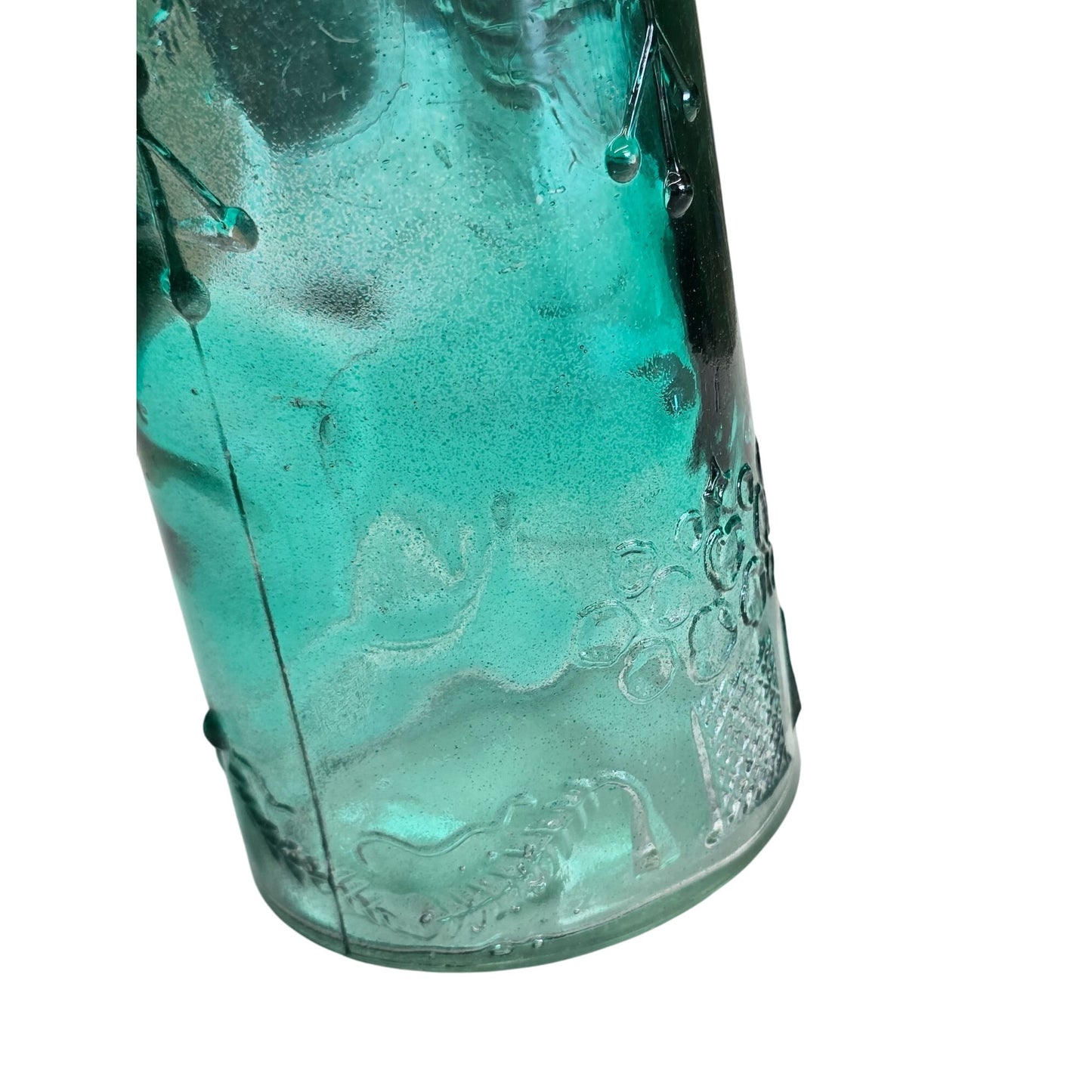 Embossed Glass Bottle Green 9"