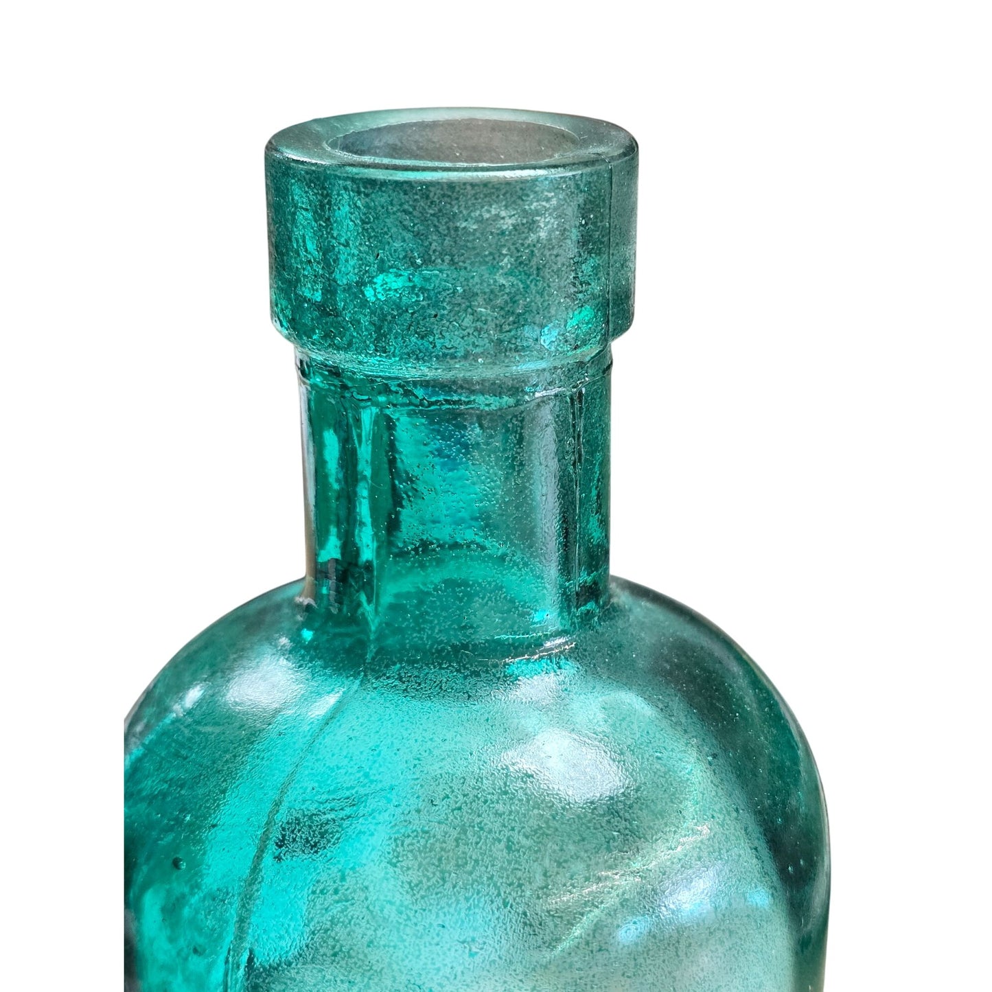 Embossed Glass Bottle Green 9"