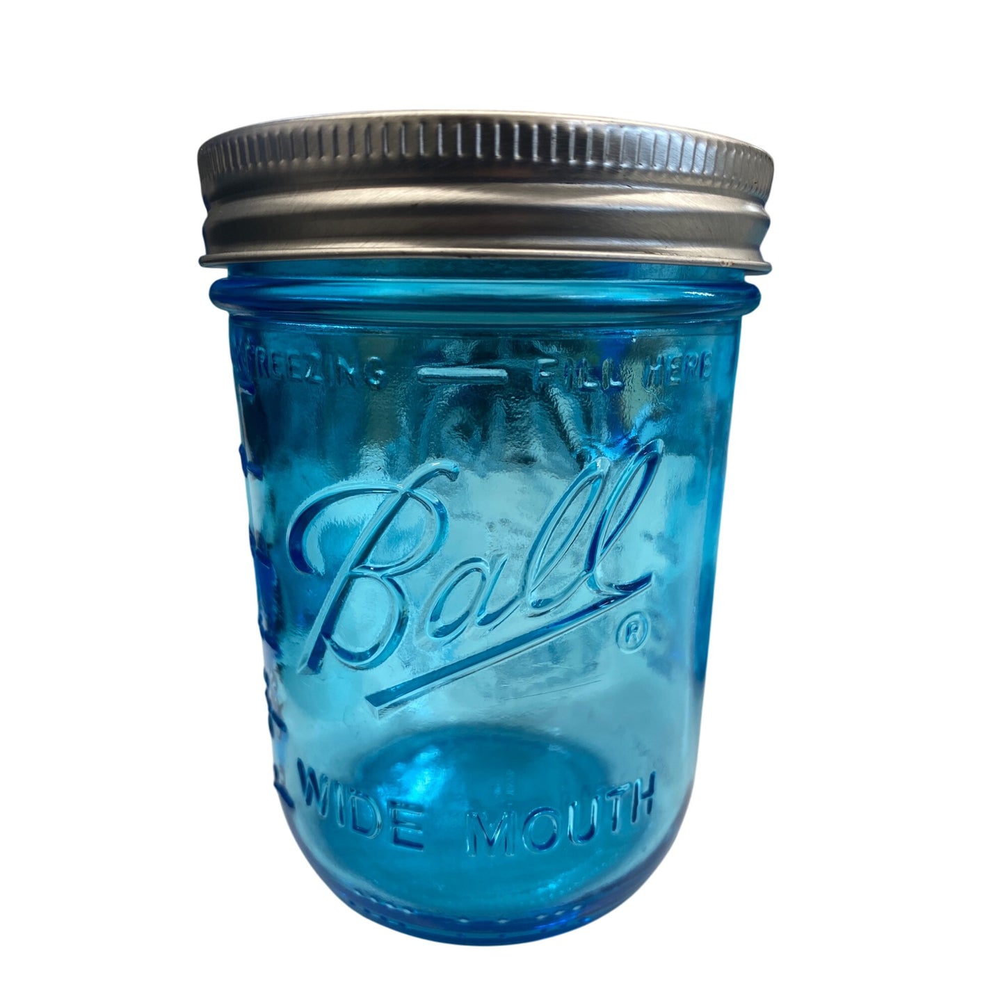 Set Of 3 Ball Blue Mason Jars With Fruit Design & Lids 300ml/10oz Wide Mouth Glass Storage Collectible