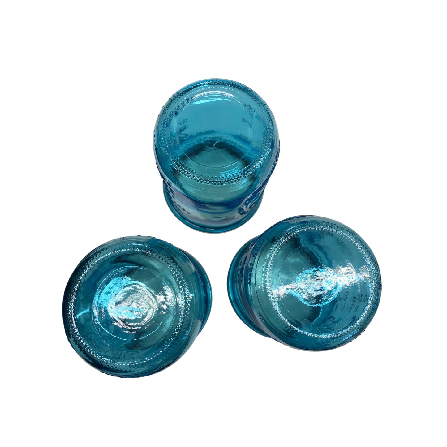 Set Of 3 Ball Blue Mason Jars With Fruit Design & Lids 300ml/10oz Wide Mouth Glass Storage Collectible