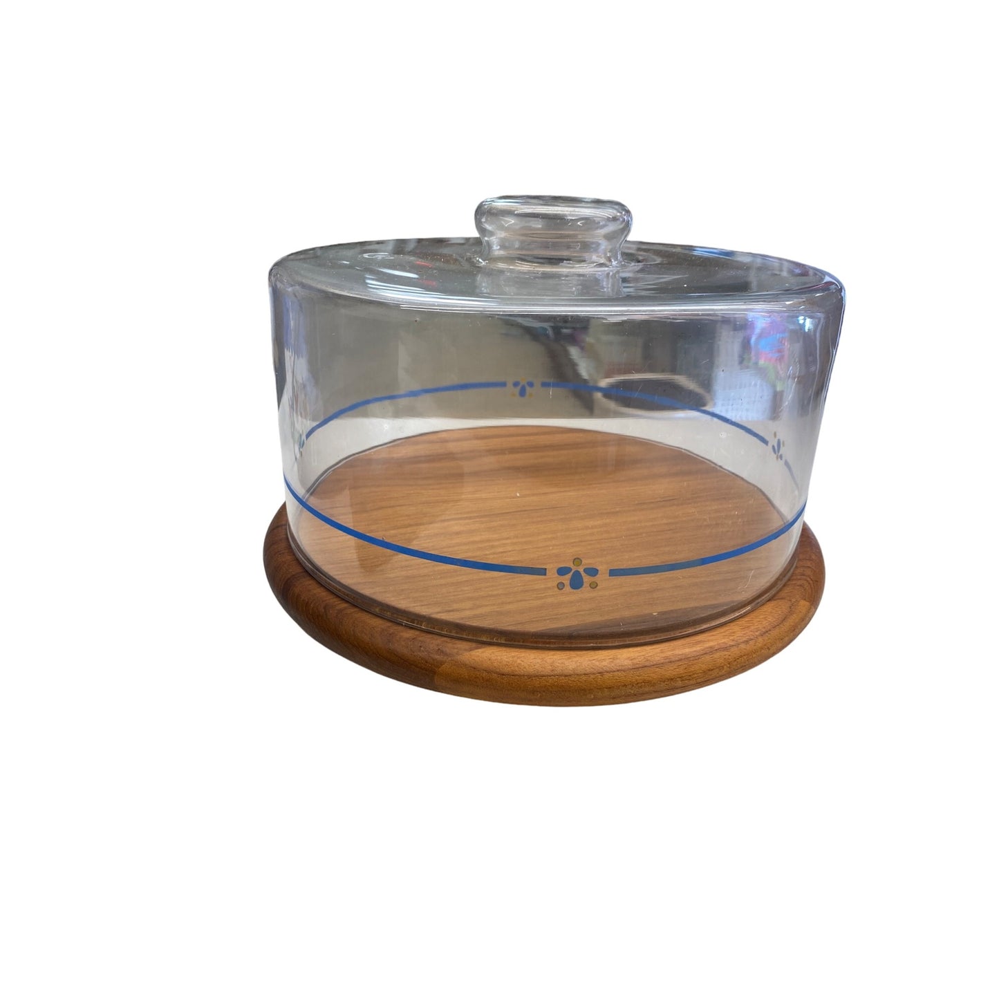 Vintage Goodwood Teak & Glass Cake Stand With Dome Lid