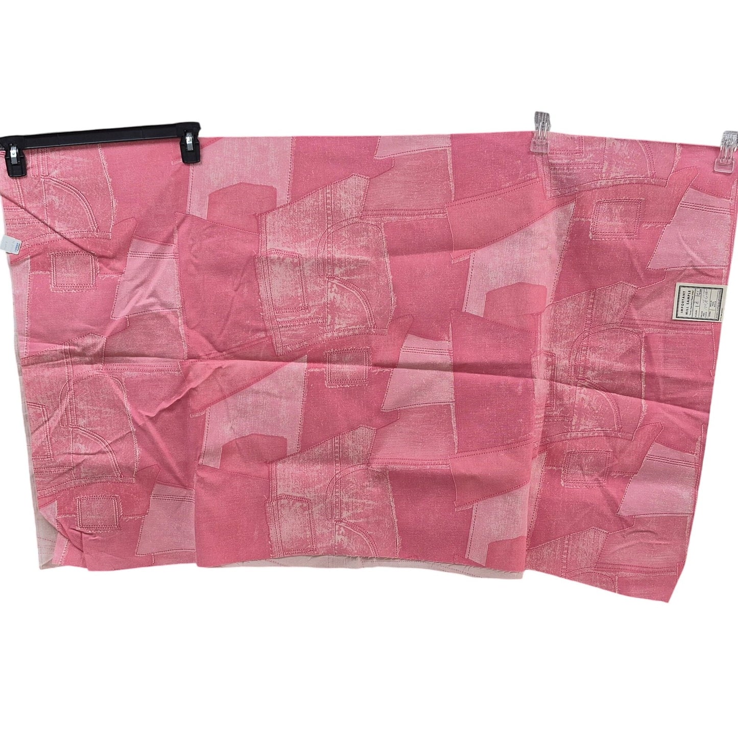 Vintage Pink Denim Patchwork Fabric Sample