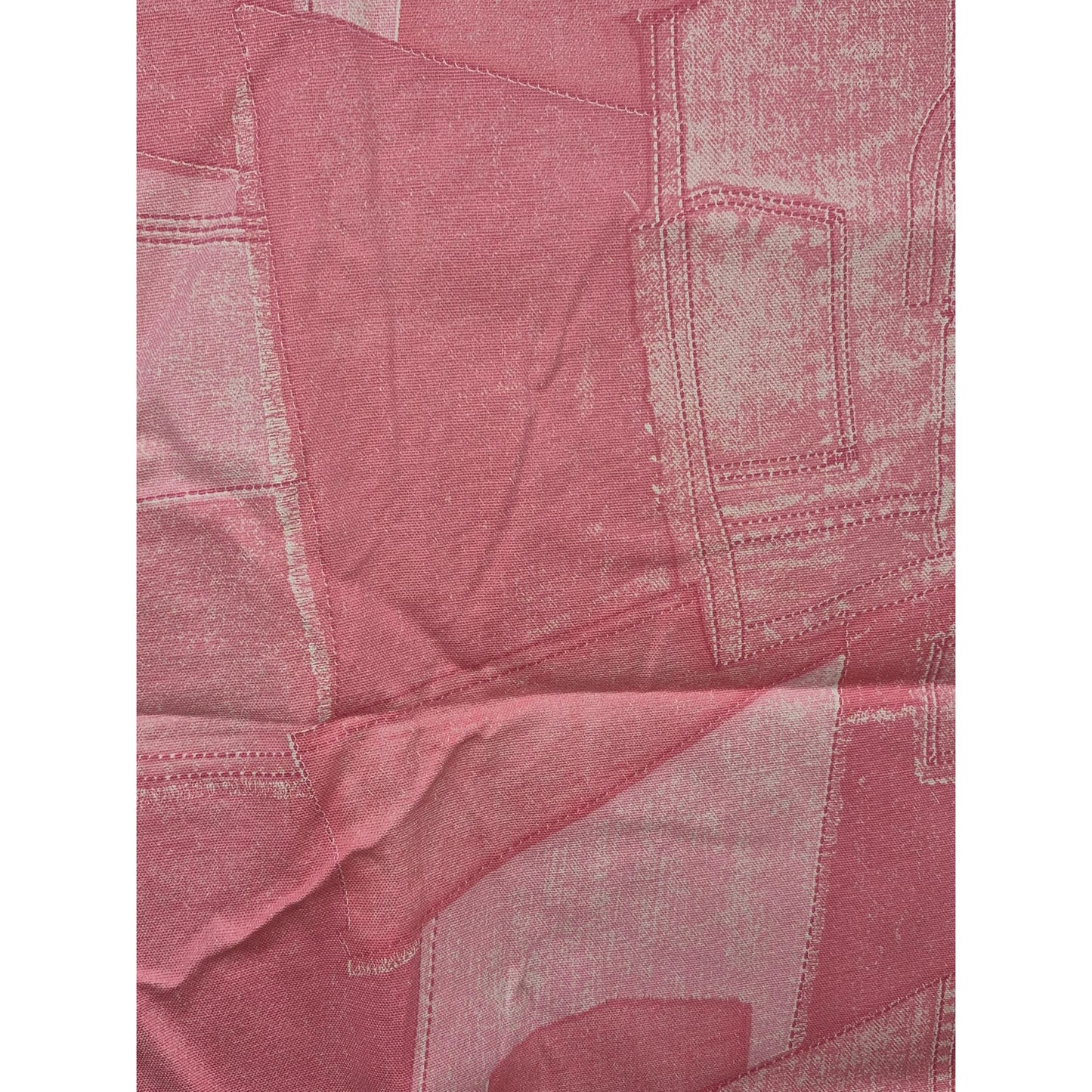 Vintage Pink Denim Patchwork Fabric Sample