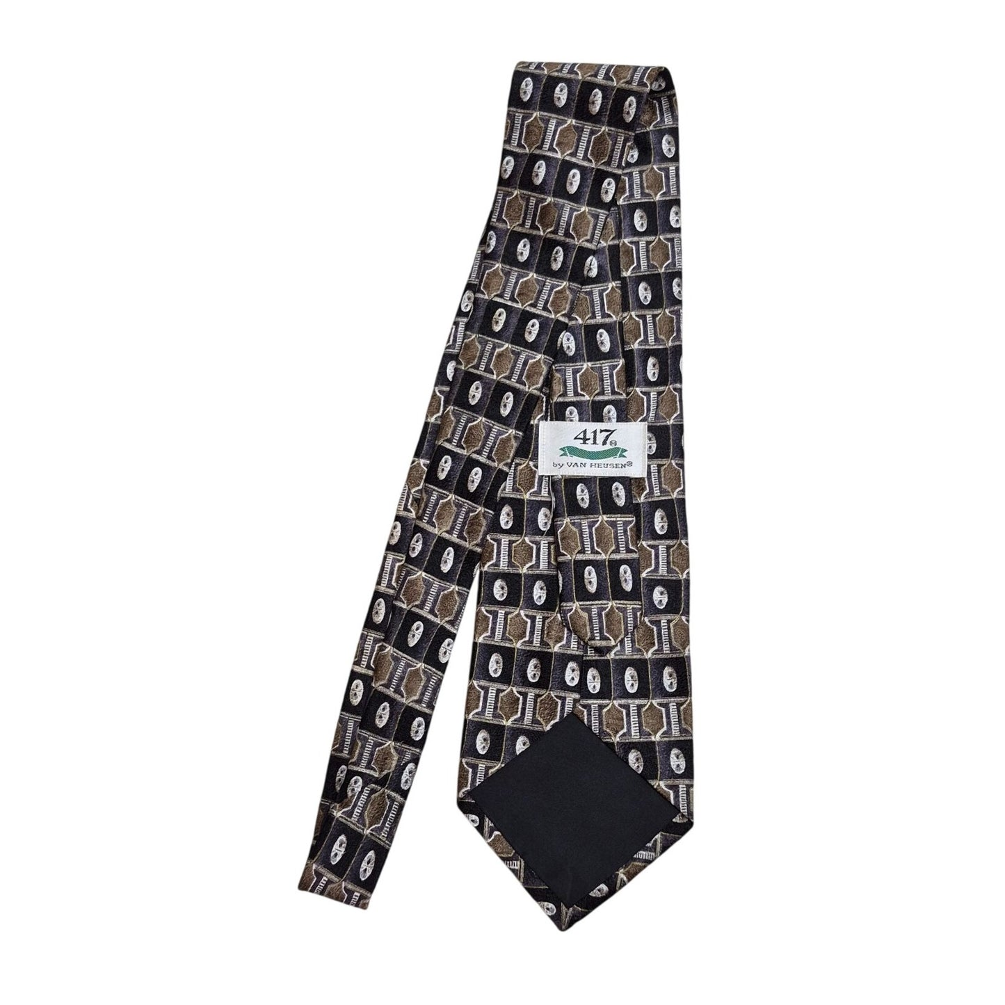 Van Heusen 417 Designer Silk Tie Geometric Pattern Mens Accessory