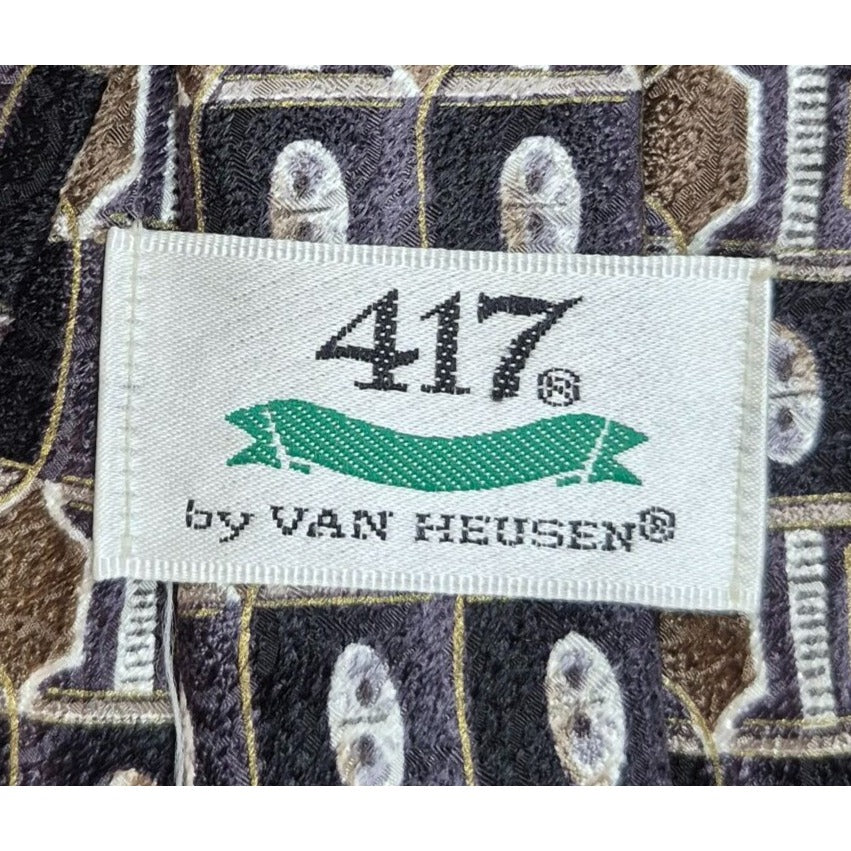 Van Heusen 417 Designer Silk Tie Geometric Pattern Mens Accessory