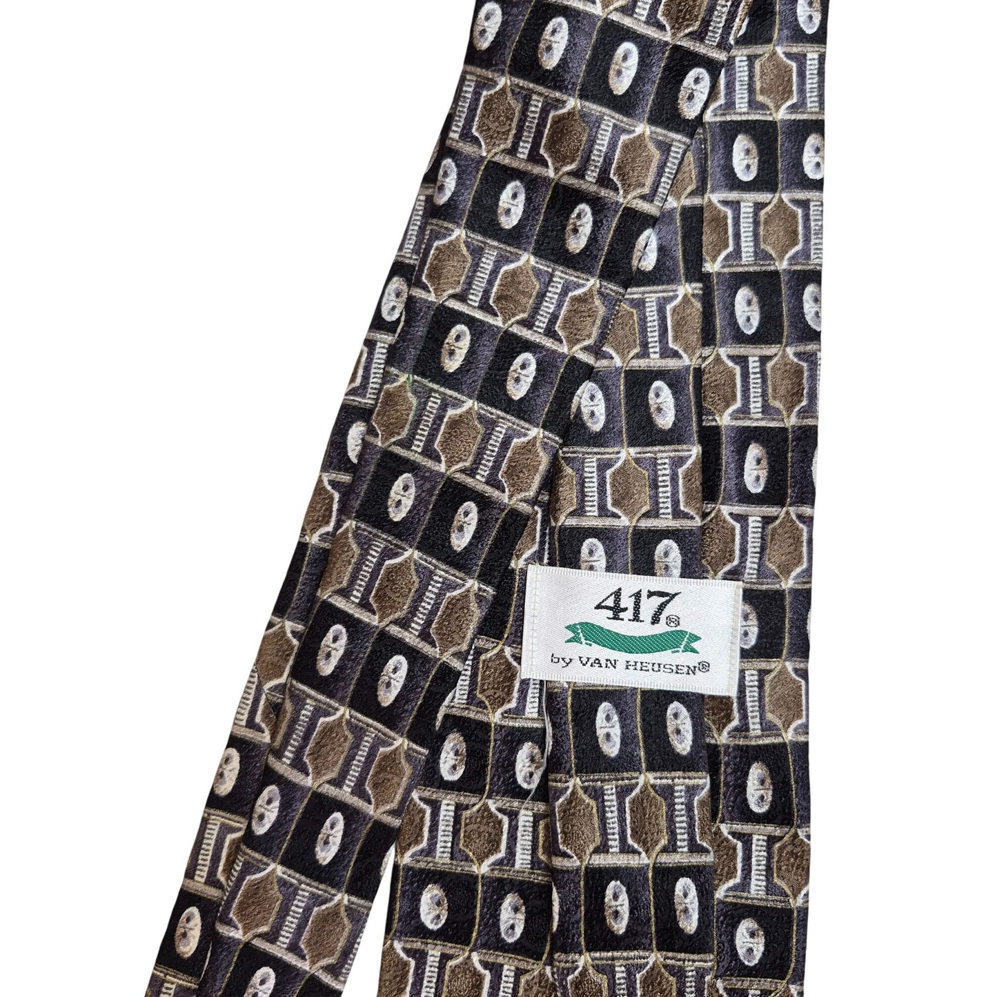Van Heusen 417 Designer Silk Tie Geometric Pattern Mens Accessory