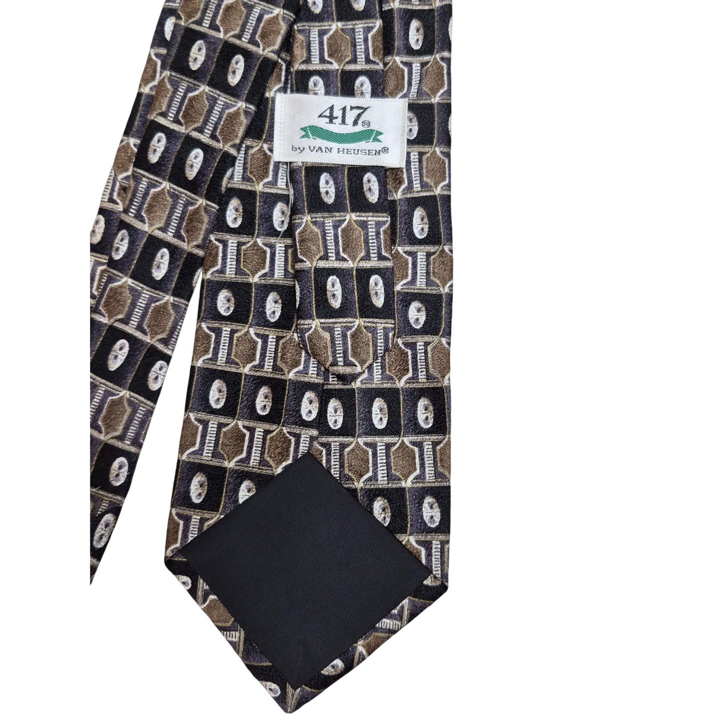 Van Heusen 417 Designer Silk Tie Geometric Pattern Mens Accessory