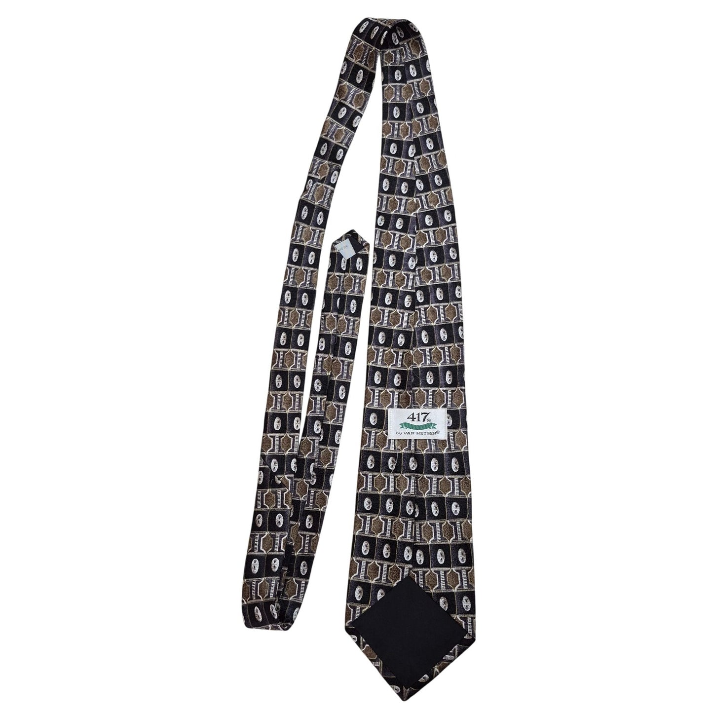 Van Heusen 417 Designer Silk Tie Geometric Pattern Mens Accessory
