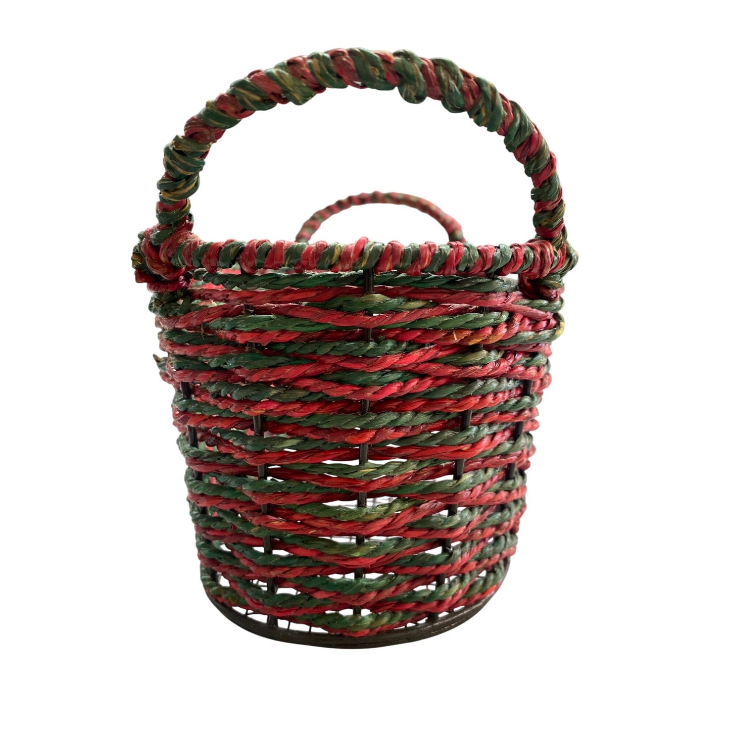Festive Woven Basket With Handles & Snowman Scene Decoration