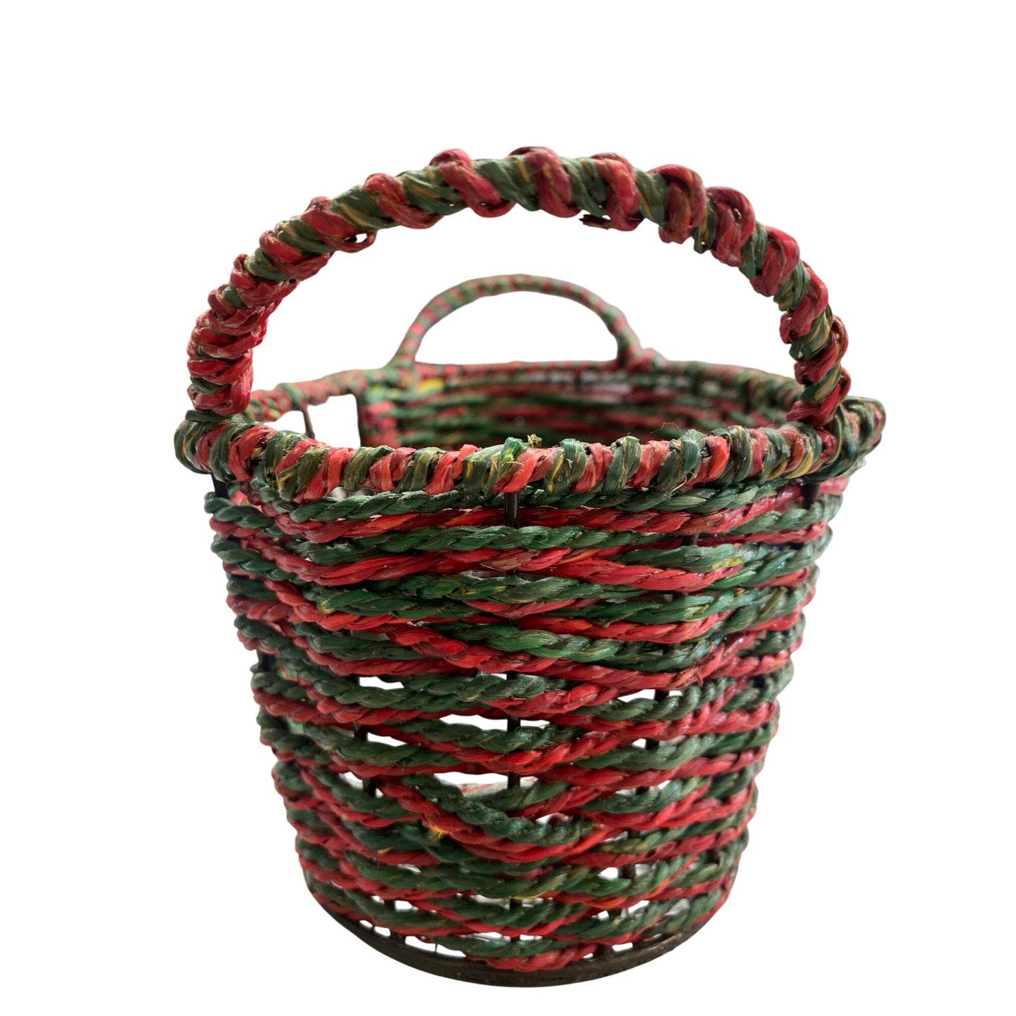 Festive Woven Basket With Handles & Snowman Scene Decoration