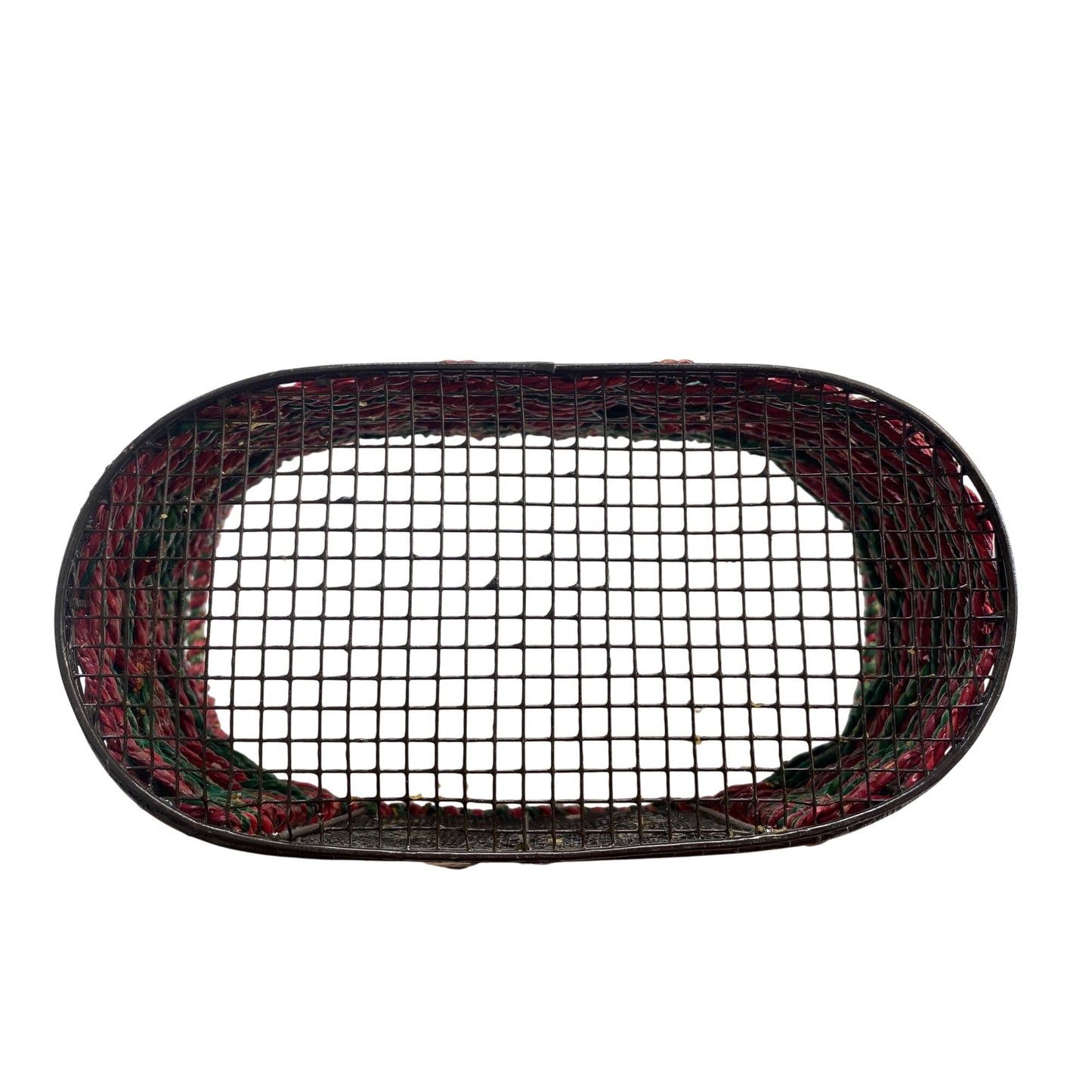 Festive Woven Basket With Handles & Snowman Scene Decoration