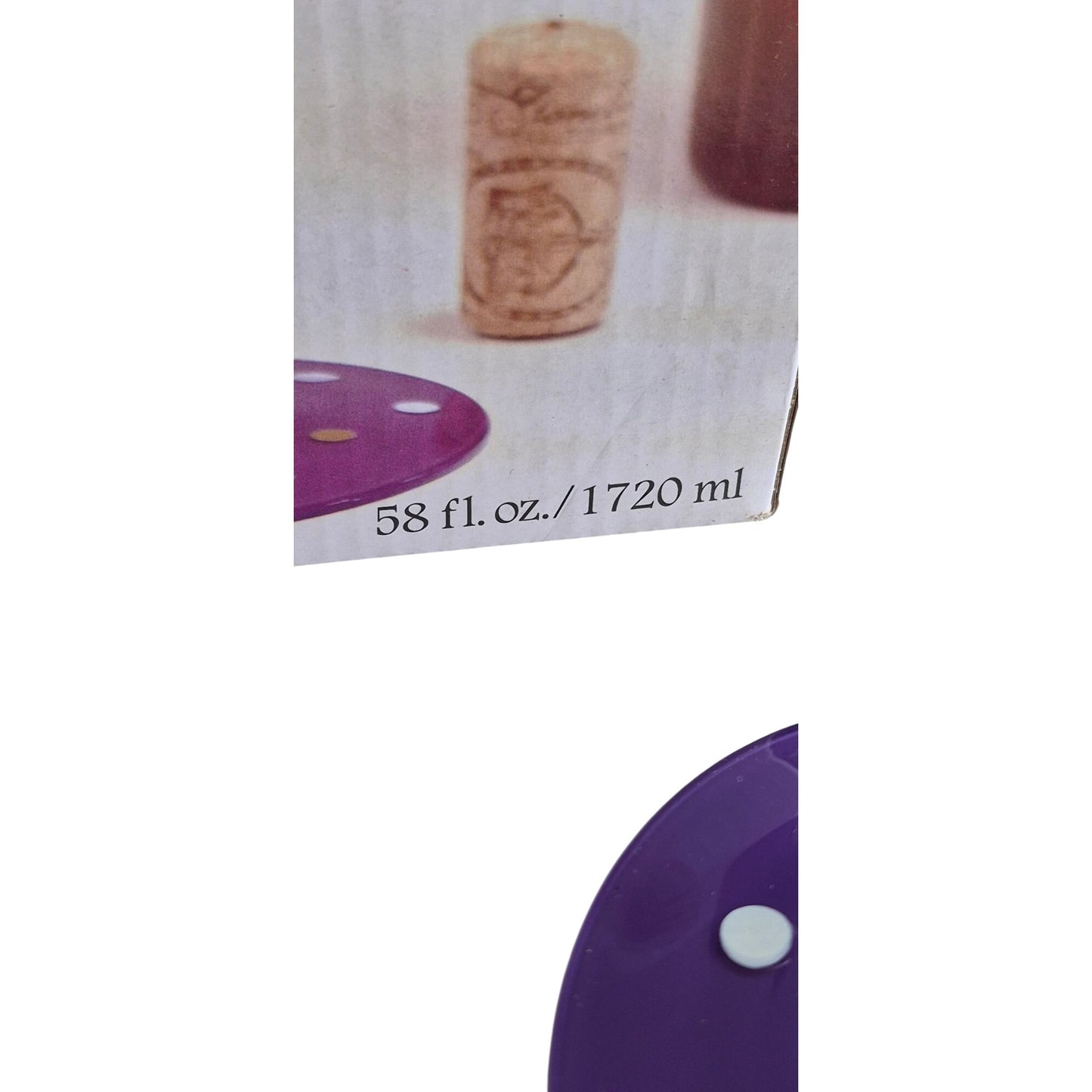 Giant Wine Glass 58 oz "Wine-O-Meter" Purple & Gold Polka Dots Holds Two Bottles of Wine