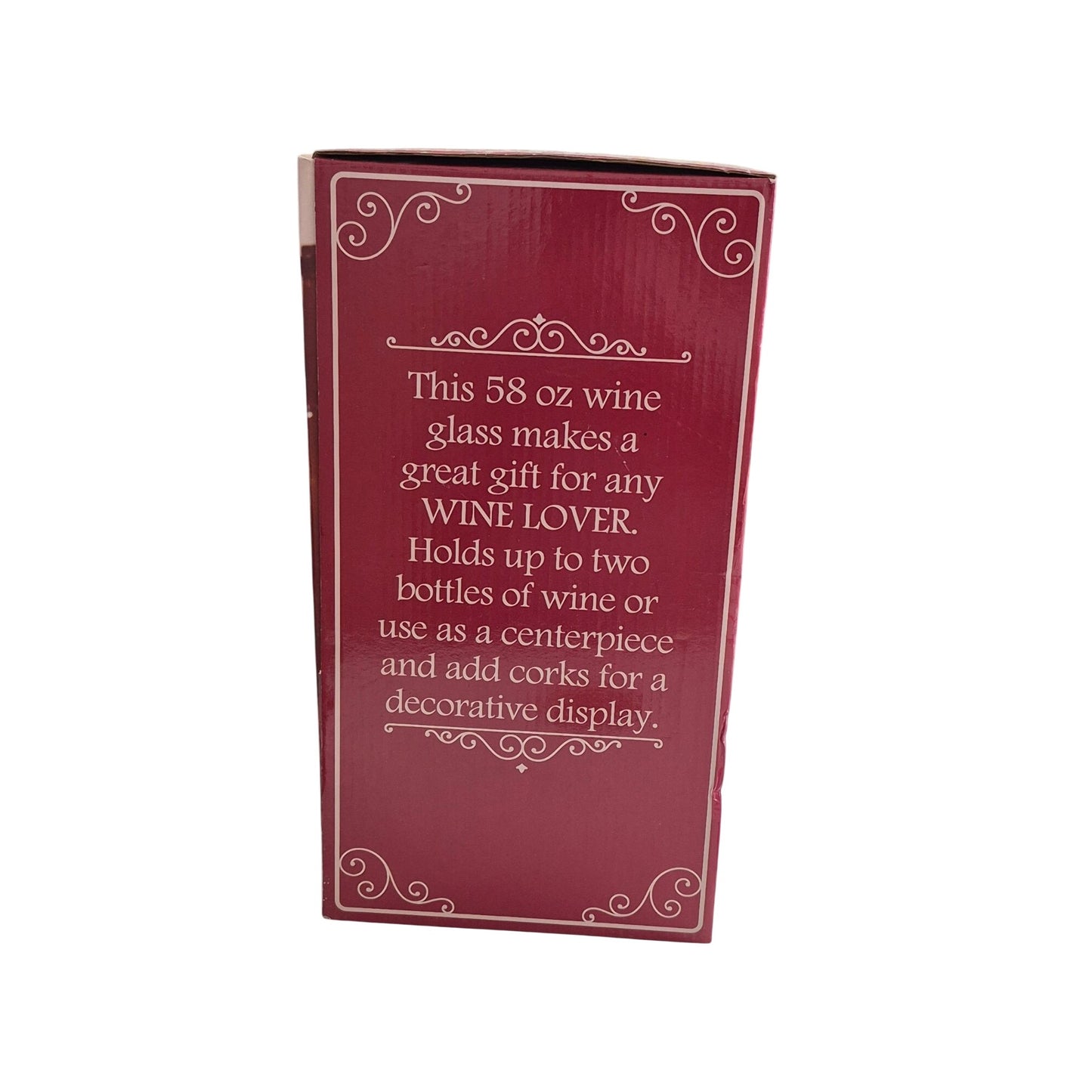 Giant Wine Glass 58 oz "Wine-O-Meter" Purple & Gold Polka Dots Holds Two Bottles of Wine