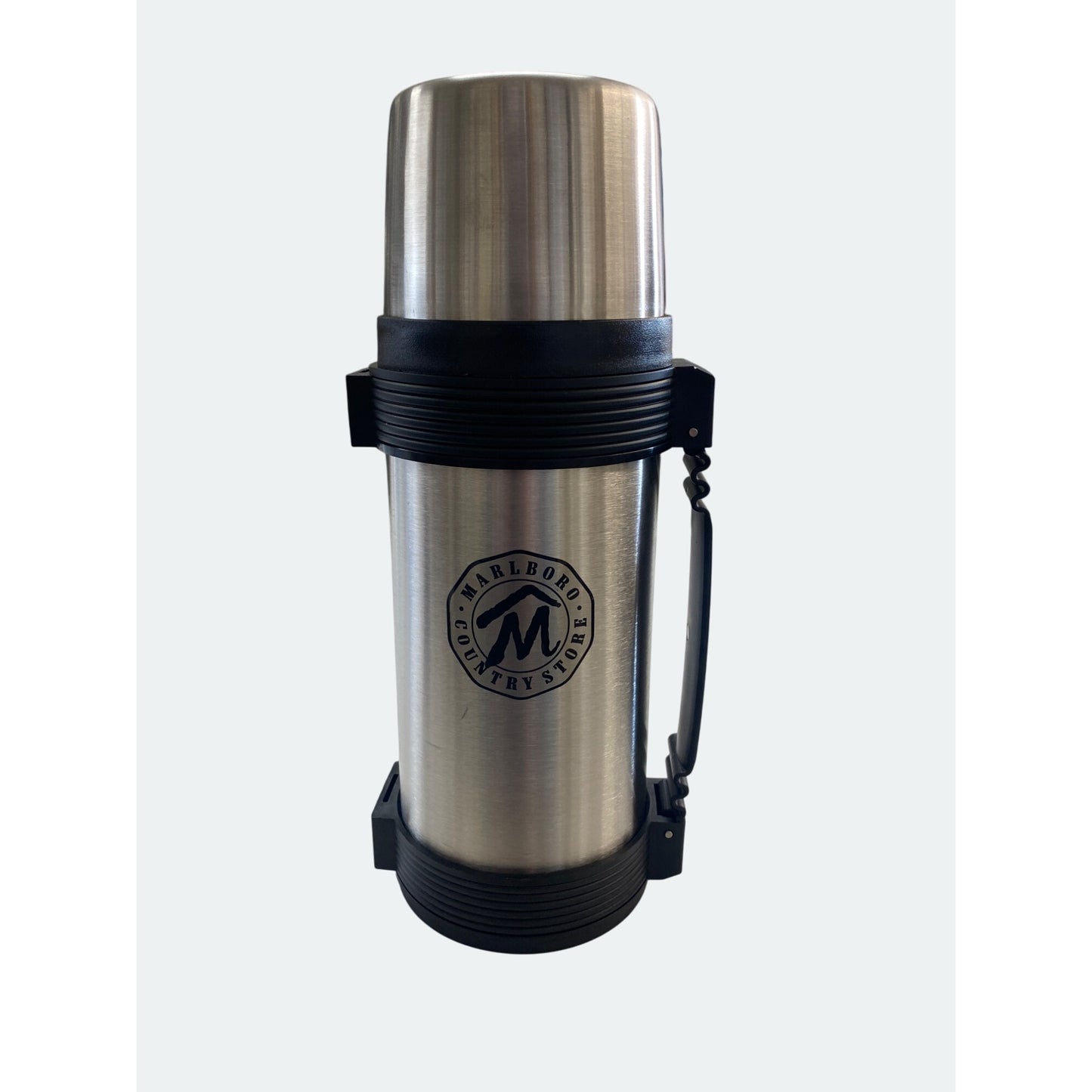 Marlboro Country Store Stainless Steel Vacuum Bottle 1.1 Quart With Insulated Cap & Durable Handle