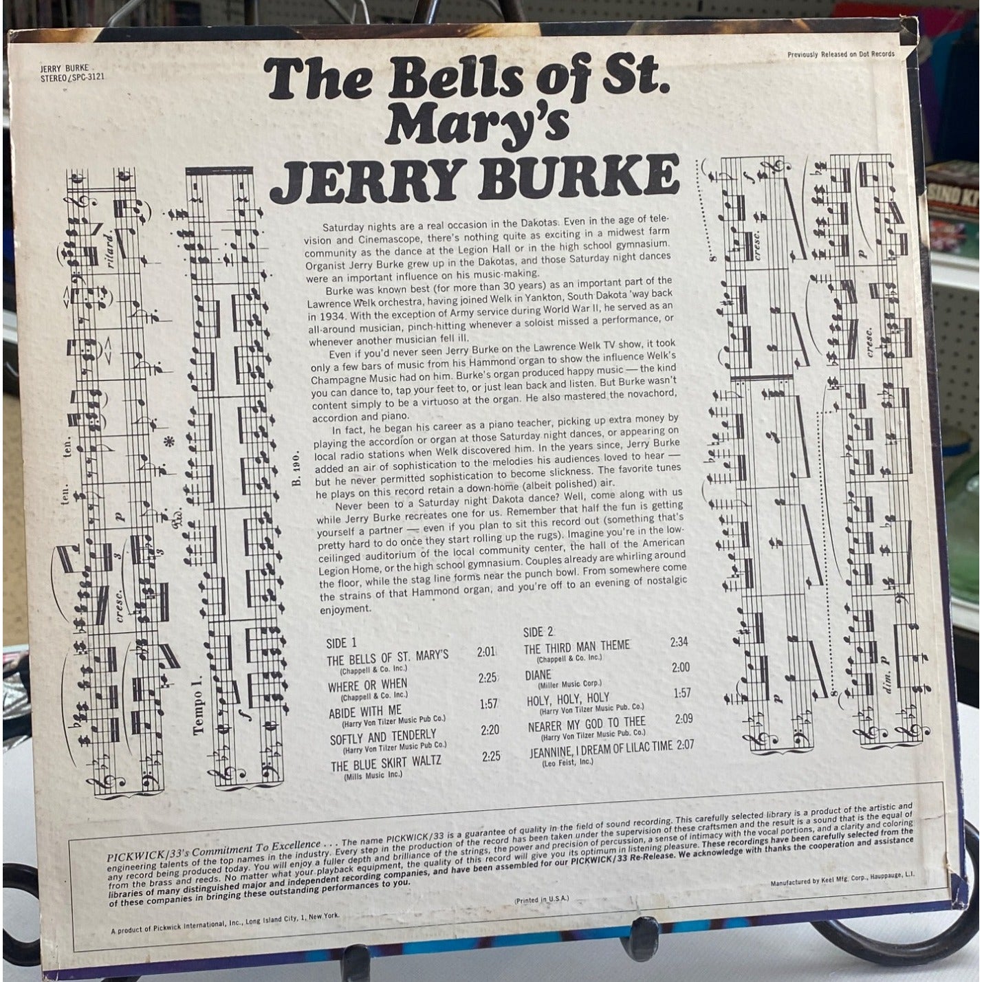 Jerry Burke "The Bells Of St. Marys" Vinyl Record SPC-3121 Stereo Pickwick