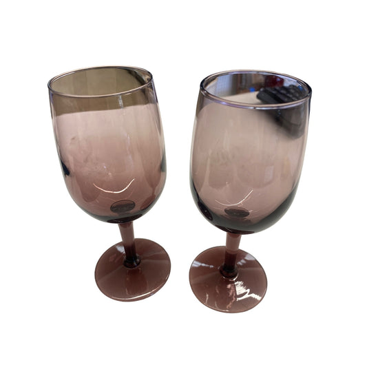 Vintage Plum-Colored Wine Glass Set Of 2
