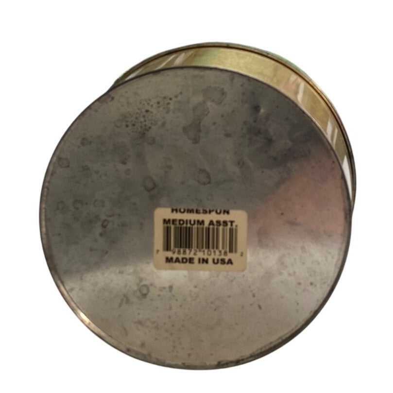 Decorative Holiday Tin Canister With Snowman Recipe Design