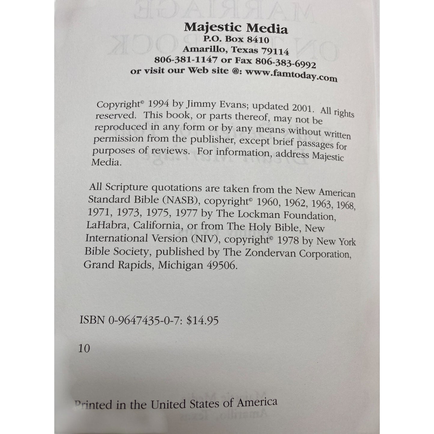 Marriage On The Rock By Jimmy Evans