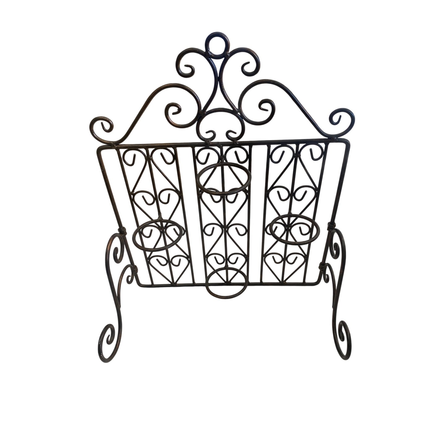 Decorative Wrought Iron Black Metal Candle Rack With Ornate Scroll Design
