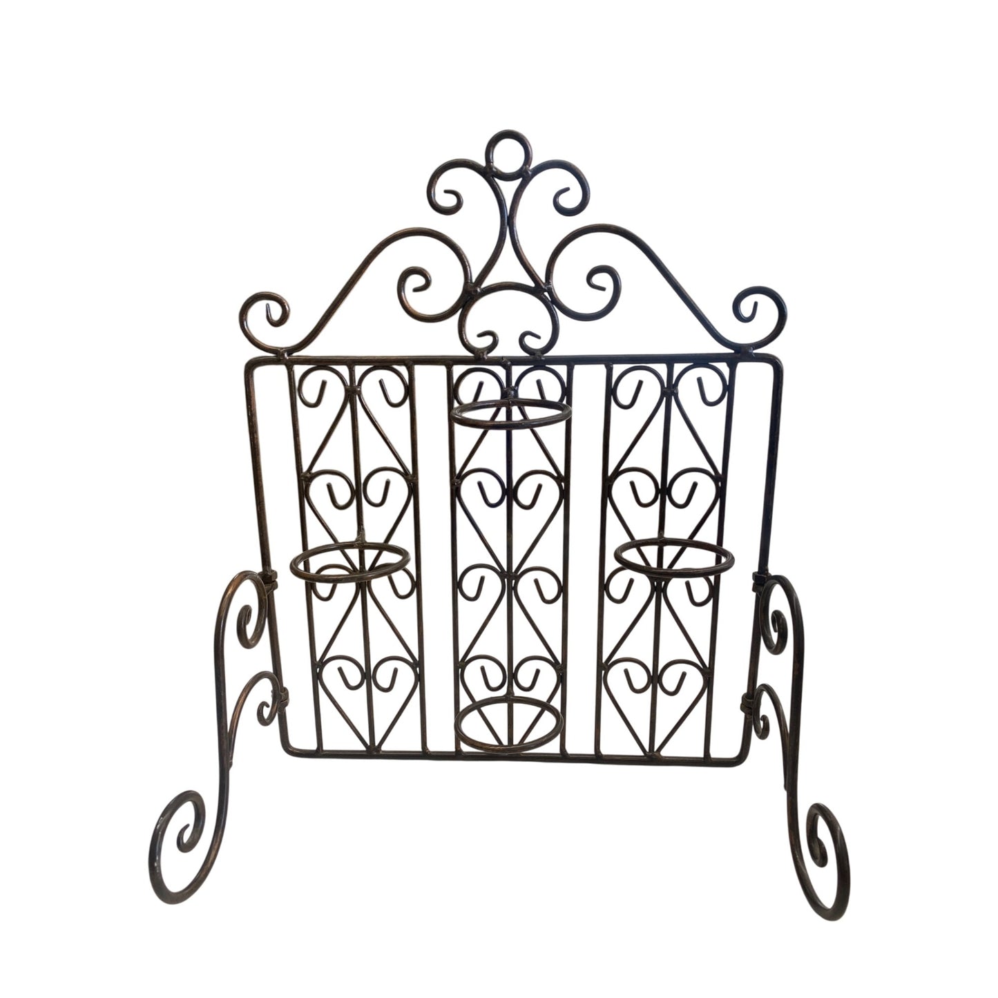 Decorative Wrought Iron Black Metal Candle Rack With Ornate Scroll Design
