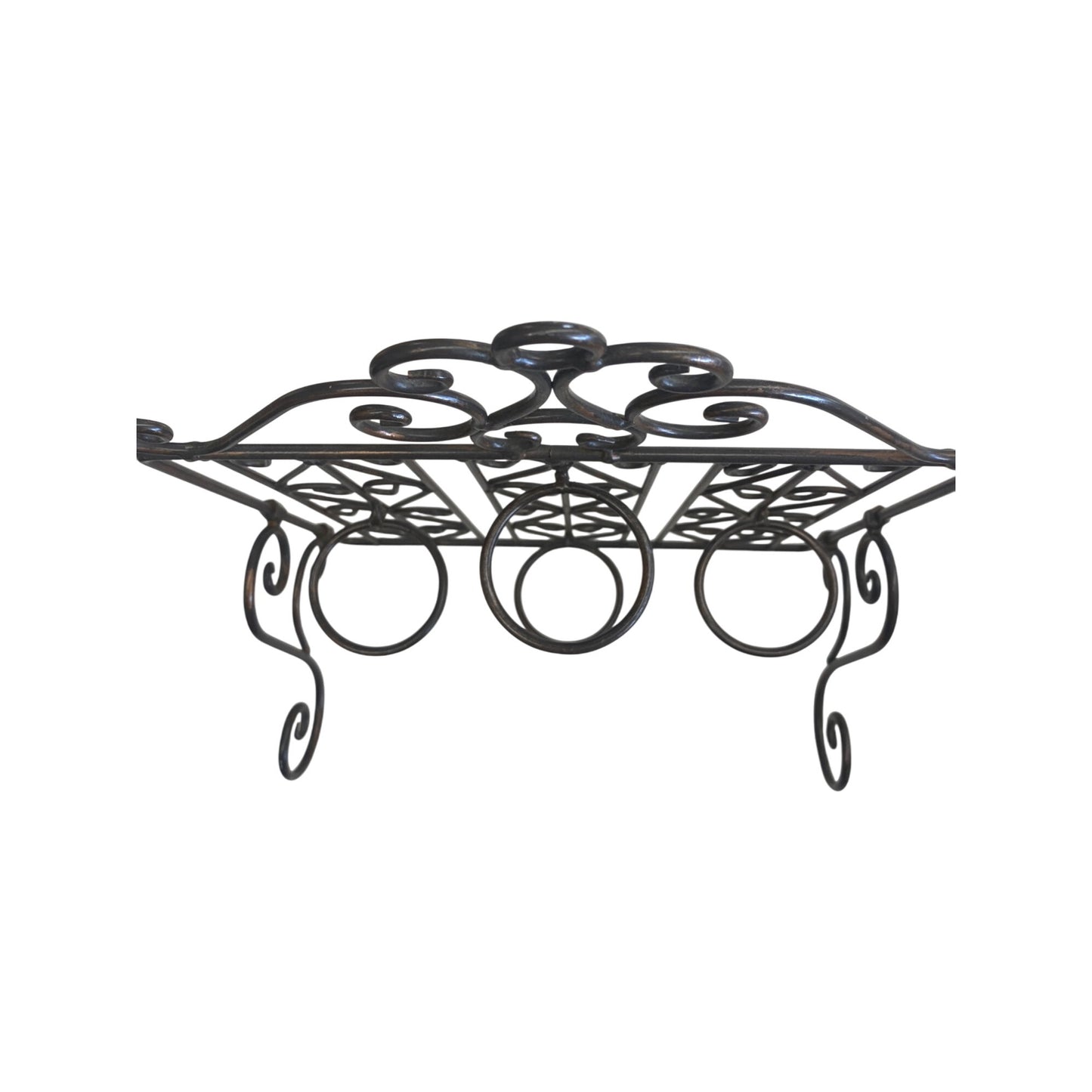 Decorative Wrought Iron Black Metal Candle Rack With Ornate Scroll Design