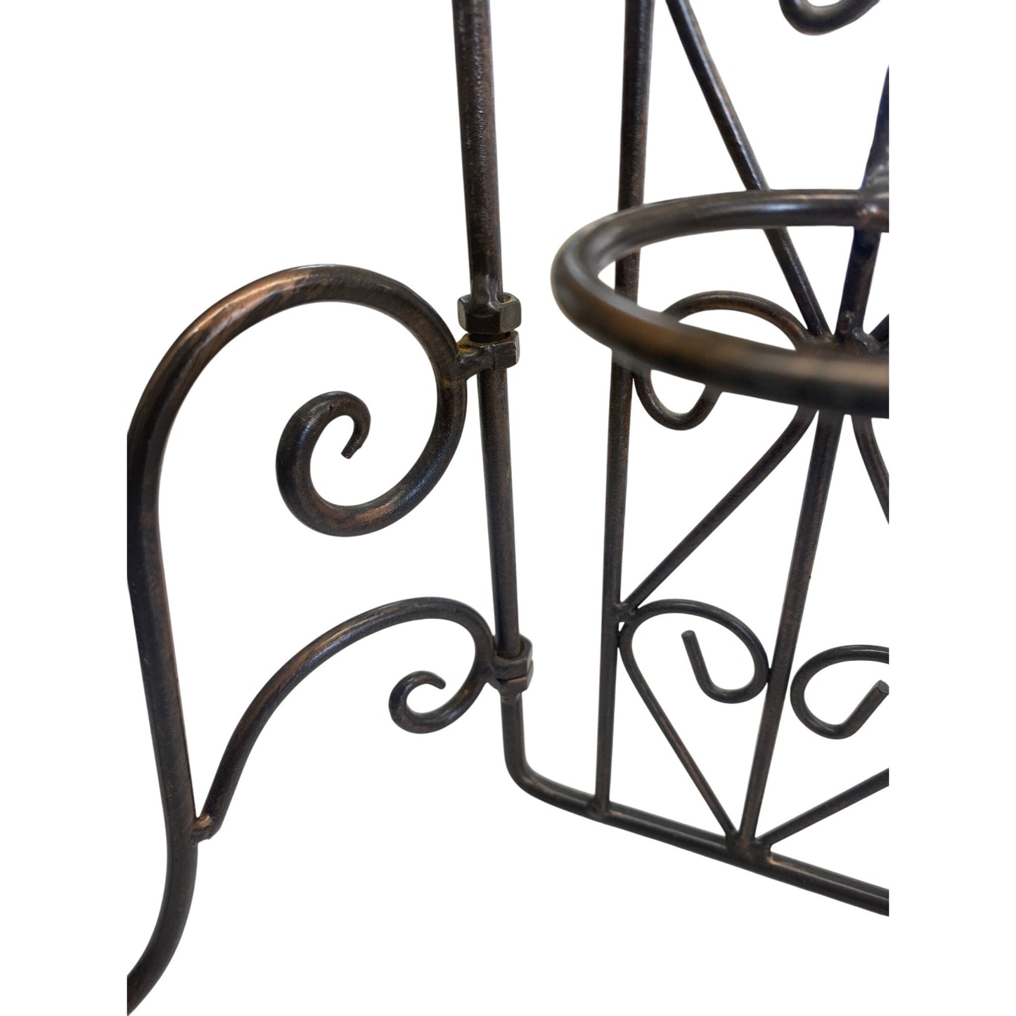 Decorative Wrought Iron Black Metal Candle Rack With Ornate Scroll Design