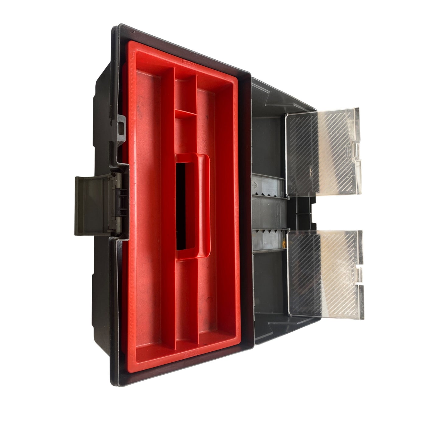 Rubbermaid Black & Red Plastic Toolbox With Removable Tray & Secure Latch