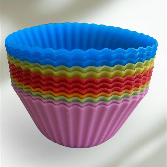12 Piece Silicone Cup Cake Liners Multi Colors