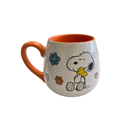 Peanuts Snoopy Coffee Mug By Gibson Homewares Orange Inside Dishwasher & Microwave Safe 12 Oz