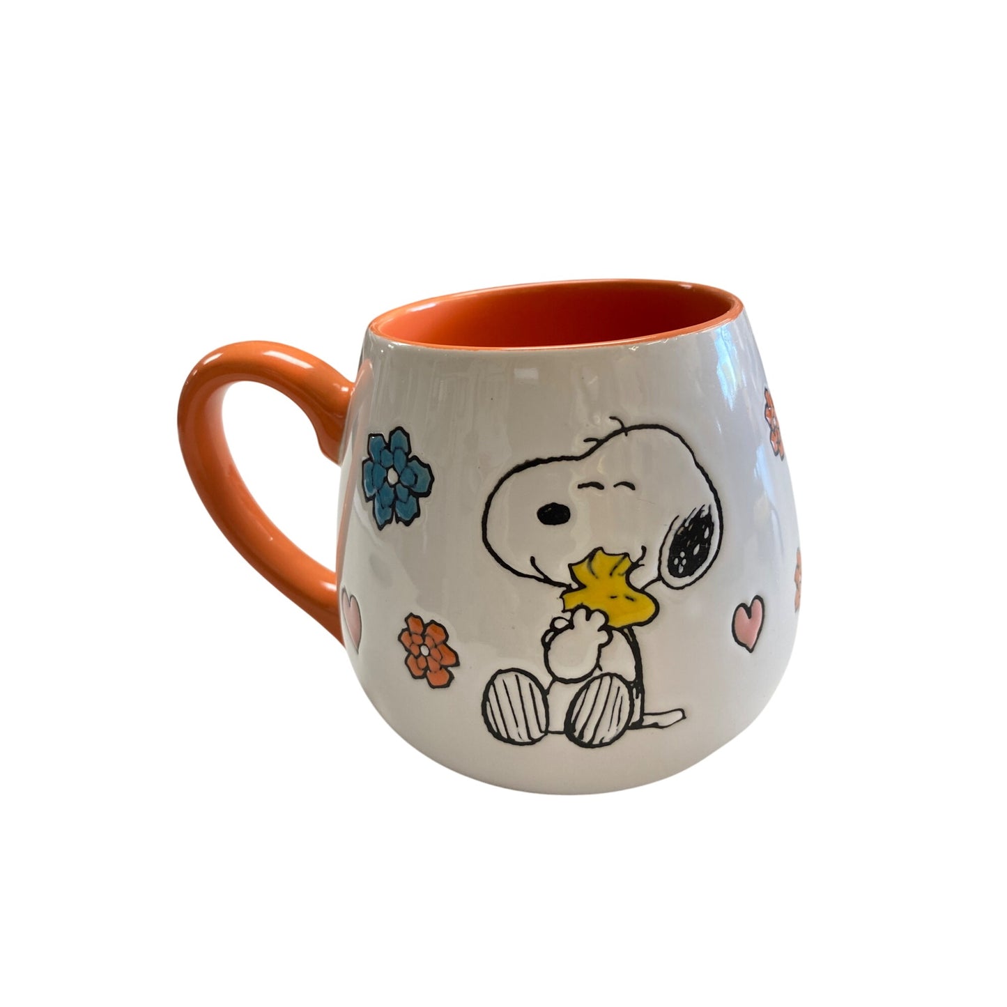 Peanuts Snoopy Coffee Mug By Gibson Homewares Orange Inside Dishwasher & Microwave Safe 12 Oz