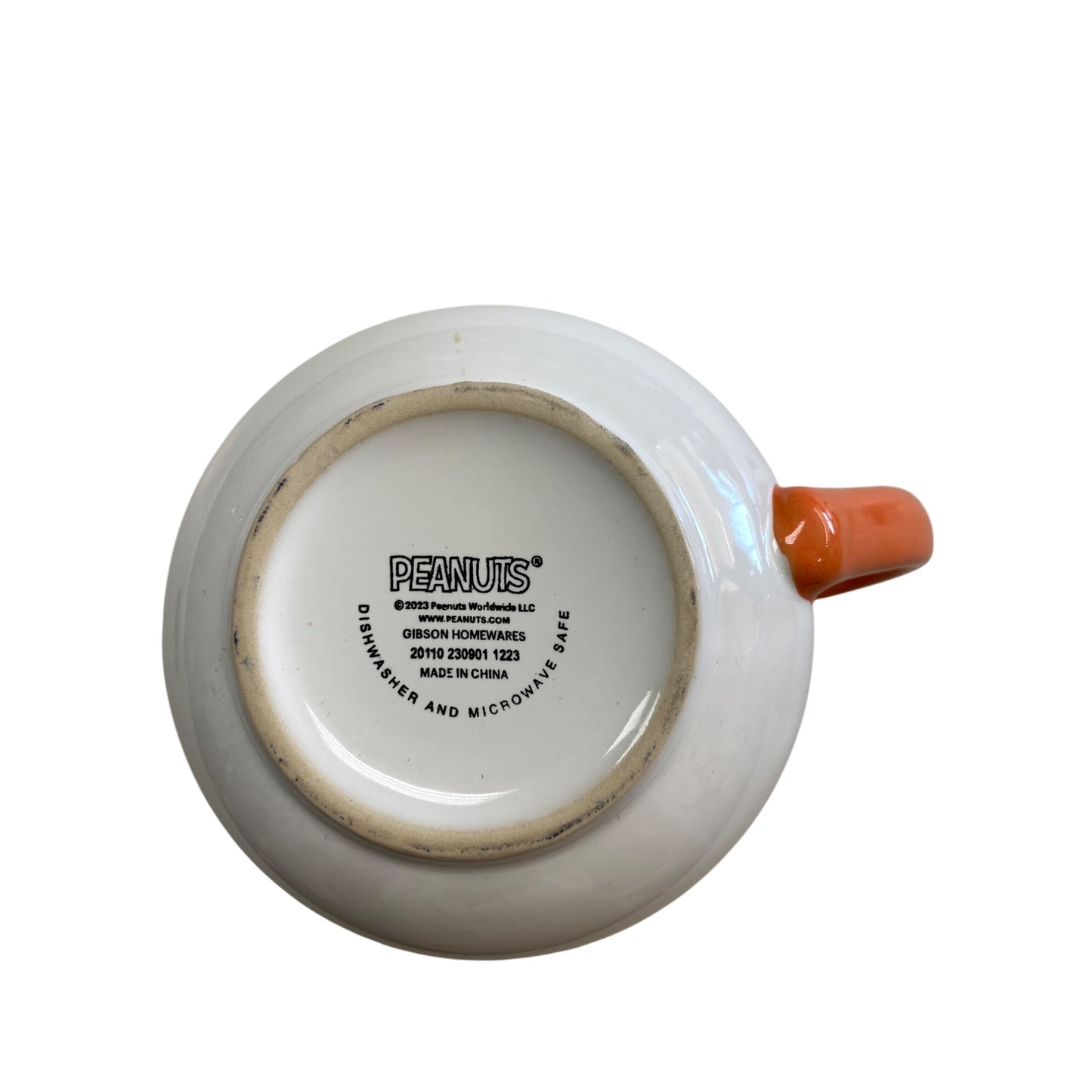 Peanuts Snoopy Coffee Mug By Gibson Homewares Orange Inside Dishwasher & Microwave Safe 12 Oz