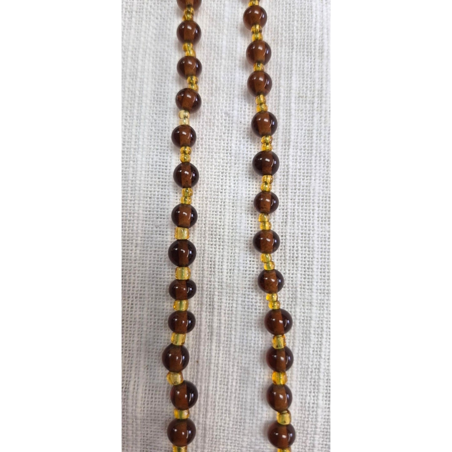 Beaded Necklace Brown & Cream Agate-Like