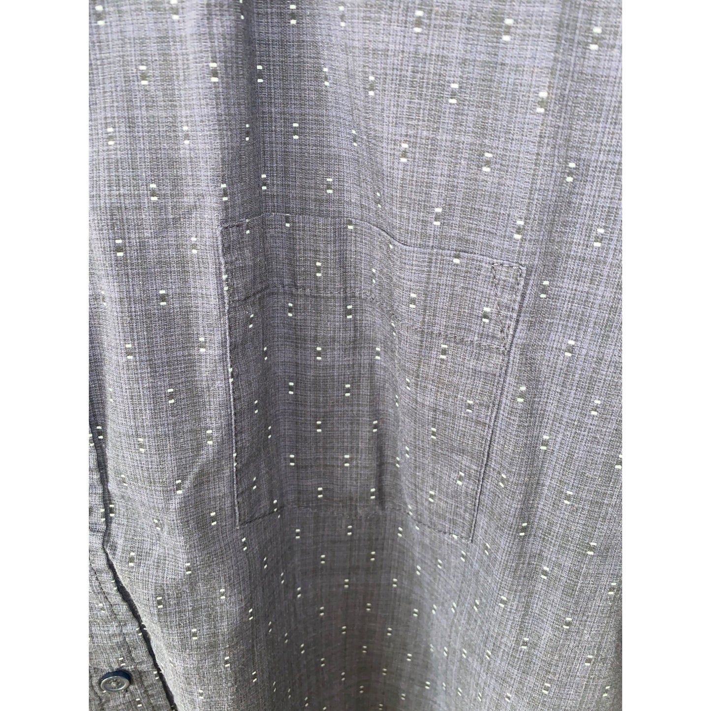 Haggar Mens XL Long-Sleeve Button-Down Shirt Blue Patterned Design Chest Pocket Casual Wear