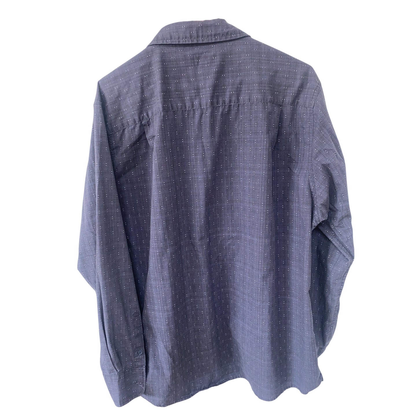 Haggar Mens XL Long-Sleeve Button-Down Shirt Blue Patterned Design Chest Pocket Casual Wear