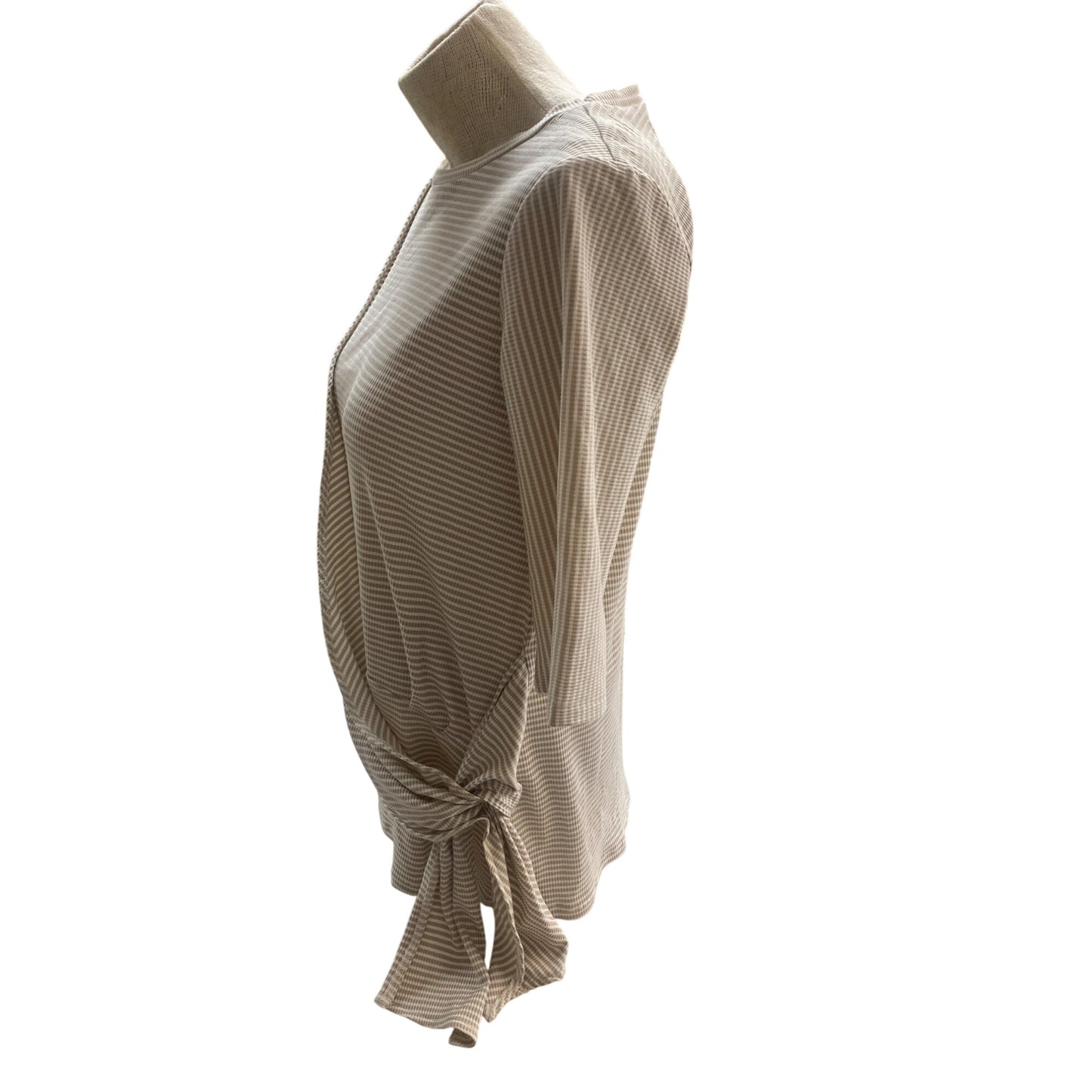 Simply Noelle Beige Striped Tie-Front Tunic Top S/M
