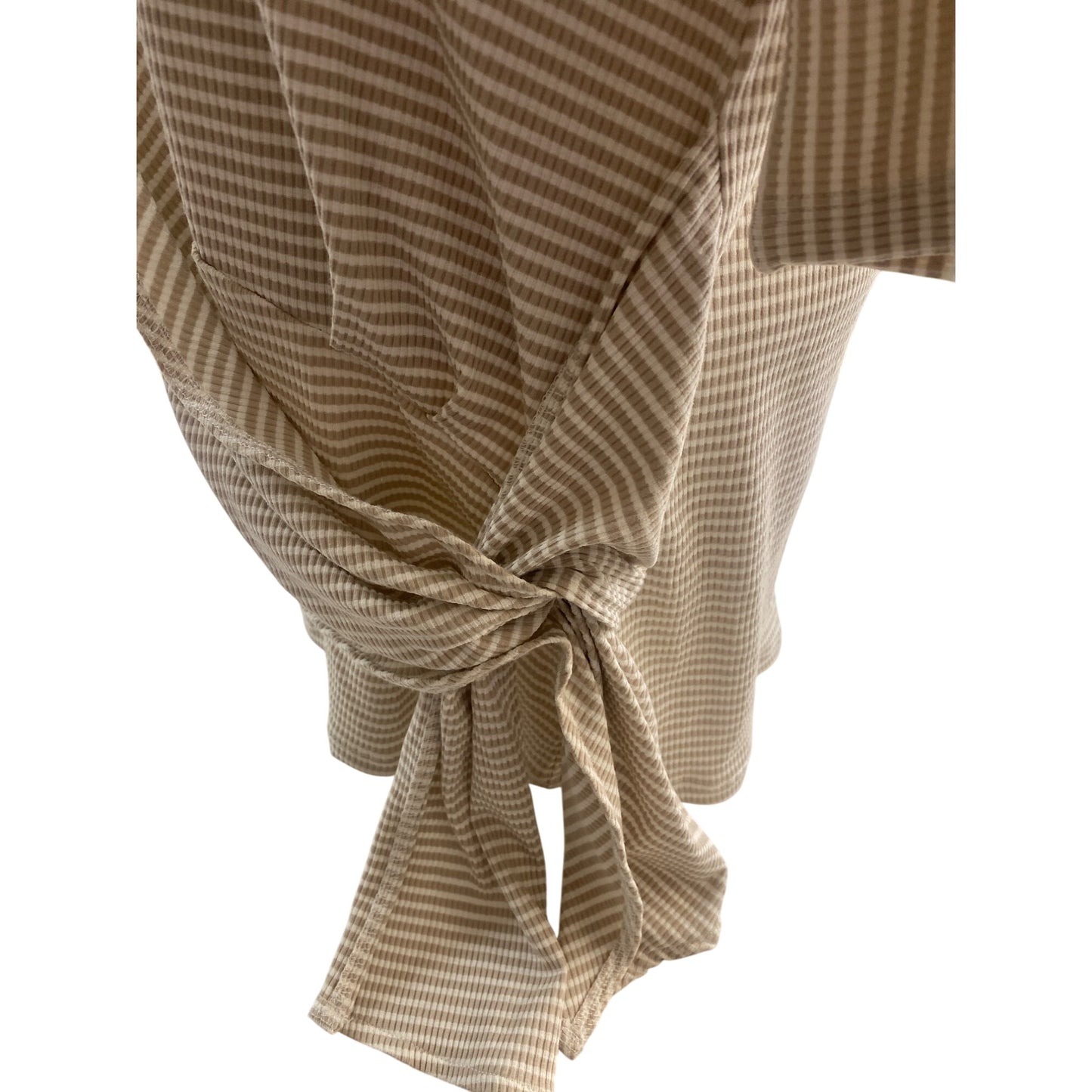 Simply Noelle Beige Striped Tie-Front Tunic Top S/M