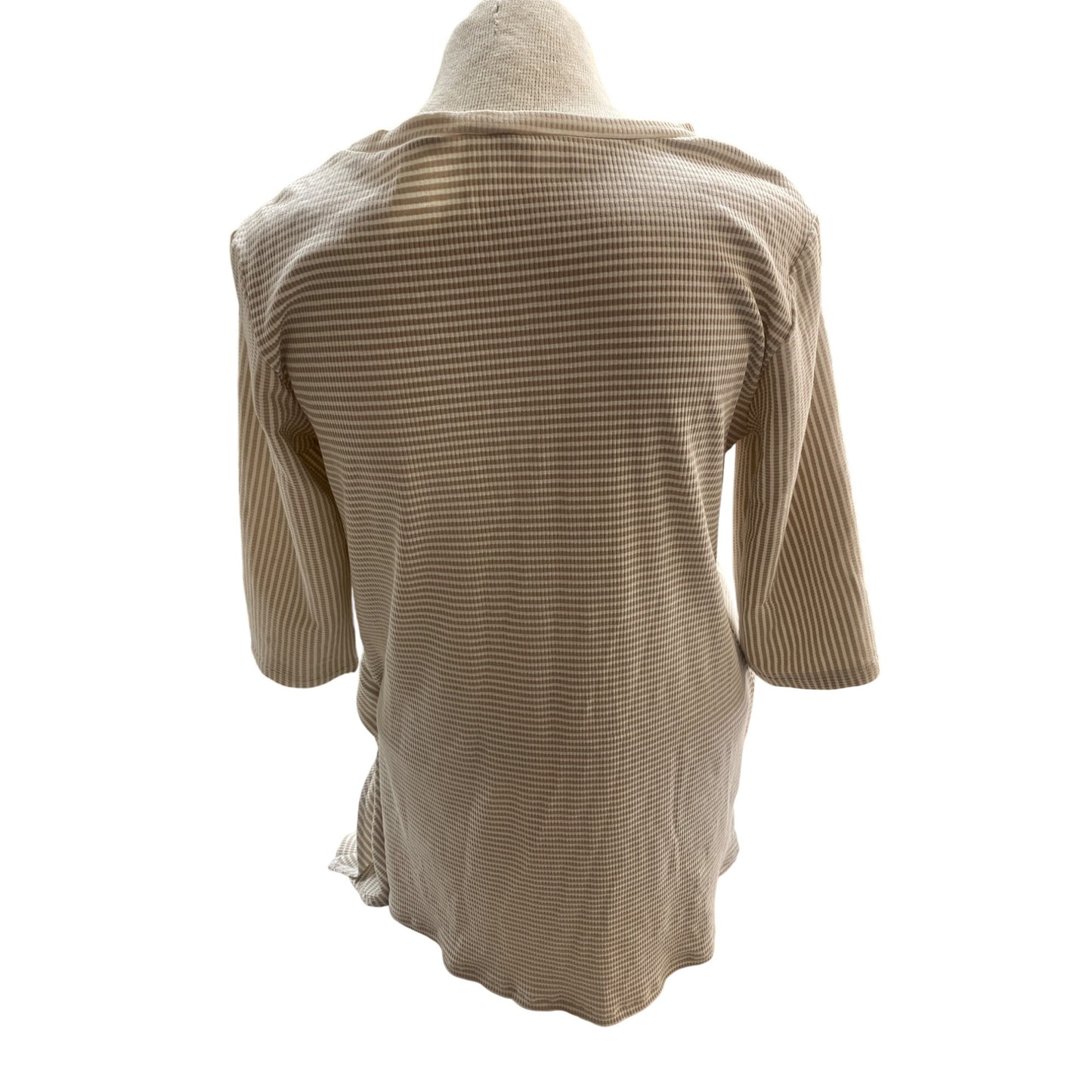 Simply Noelle Beige Striped Tie-Front Tunic Top S/M