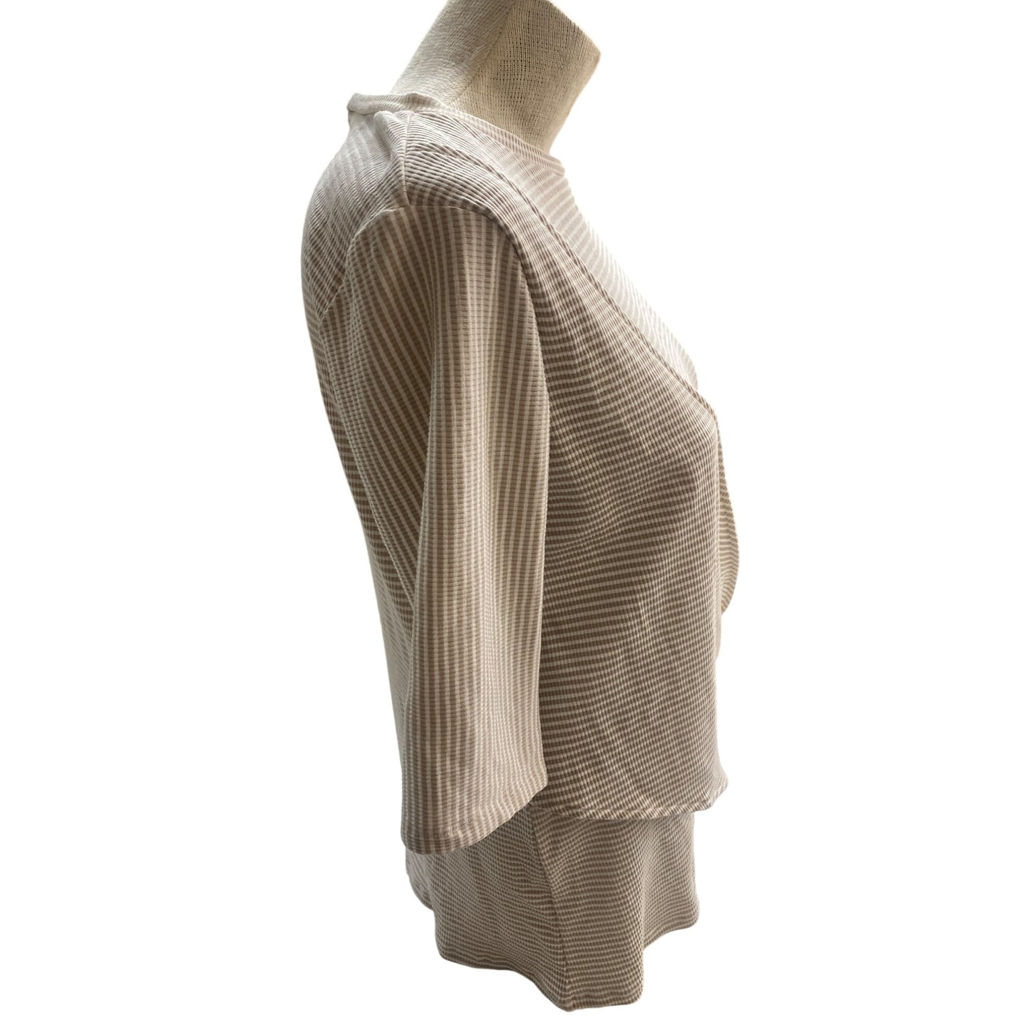 Simply Noelle Beige Striped Tie-Front Tunic Top S/M