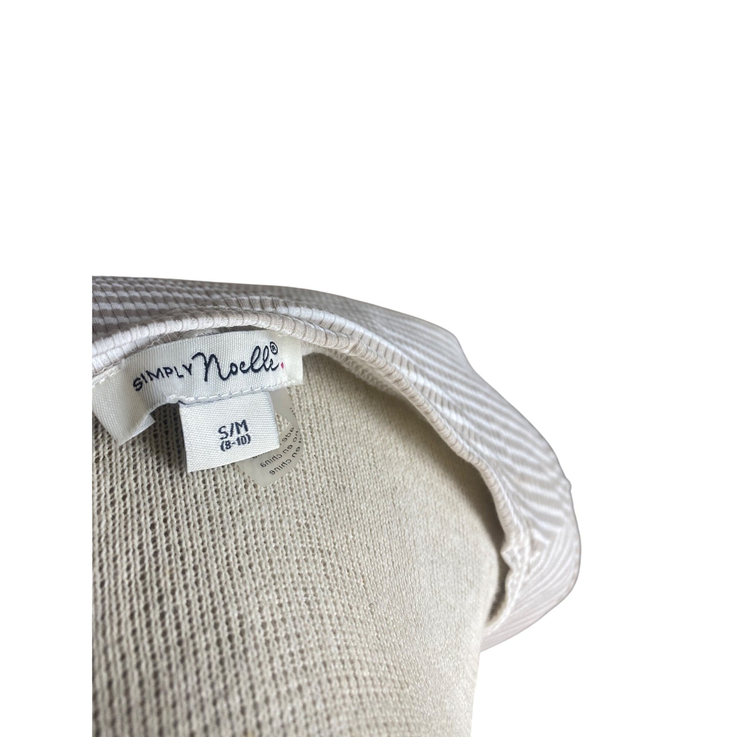 Simply Noelle Beige Striped Tie-Front Tunic Top S/M