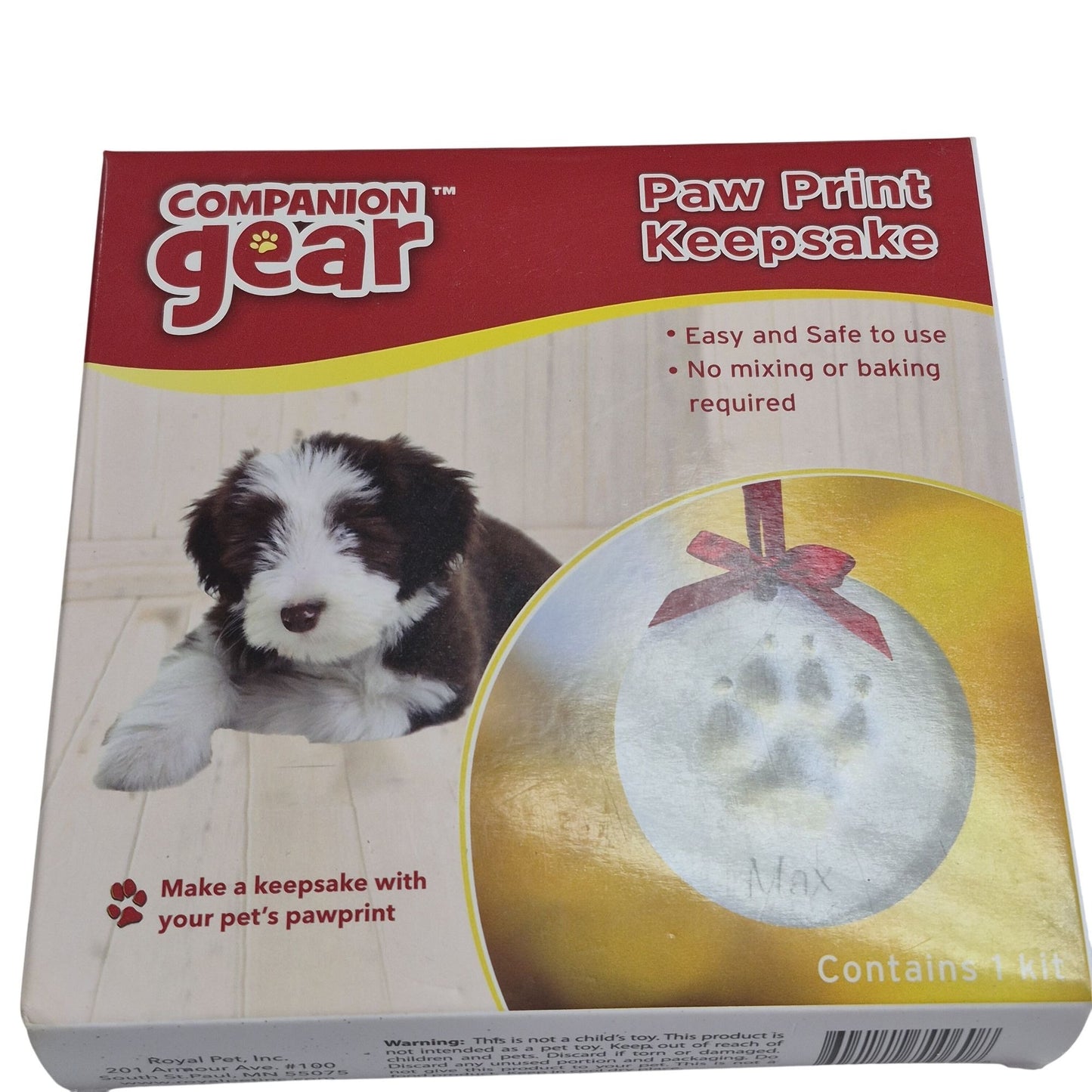 Companion Gear Paw Print Keepsake Kit Air Drying Clay Puppy Gift Ornament