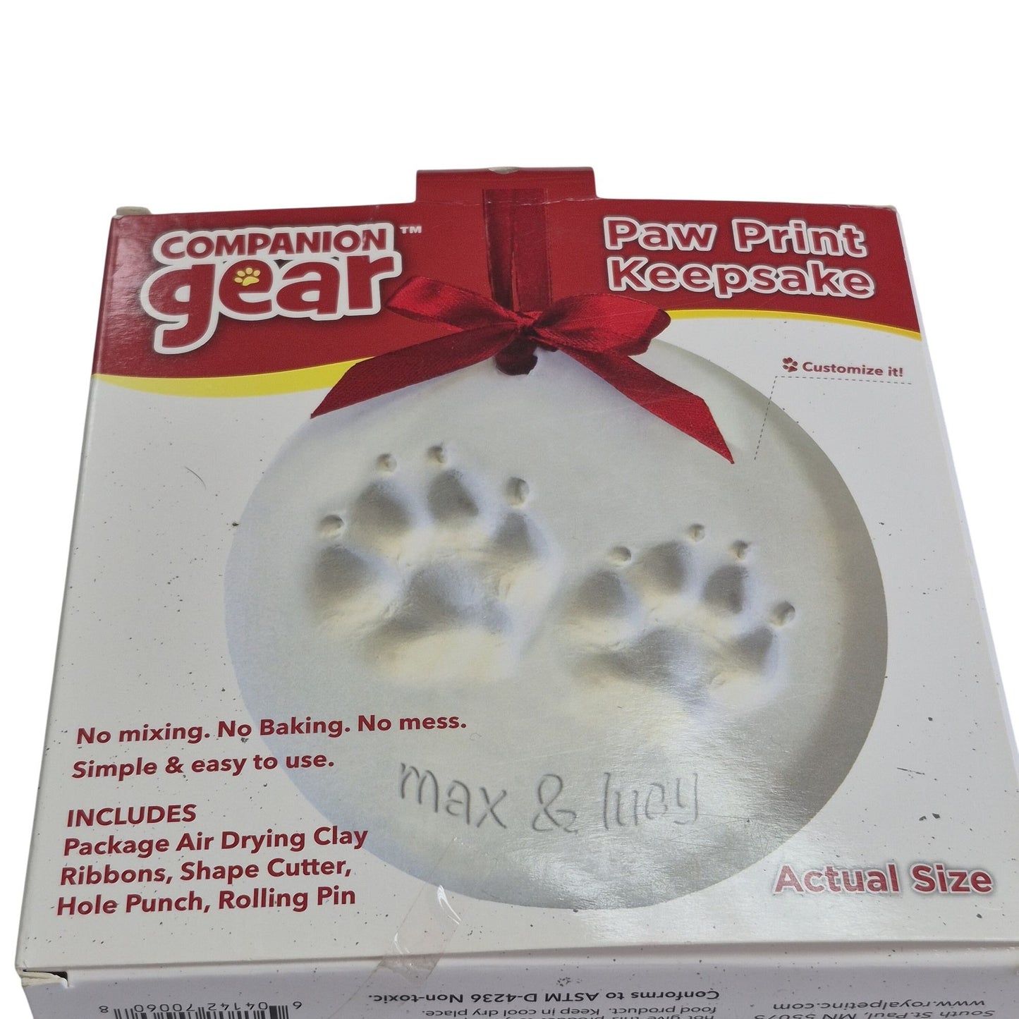 Companion Gear Paw Print Keepsake Kit Air Drying Clay Puppy Gift Ornament