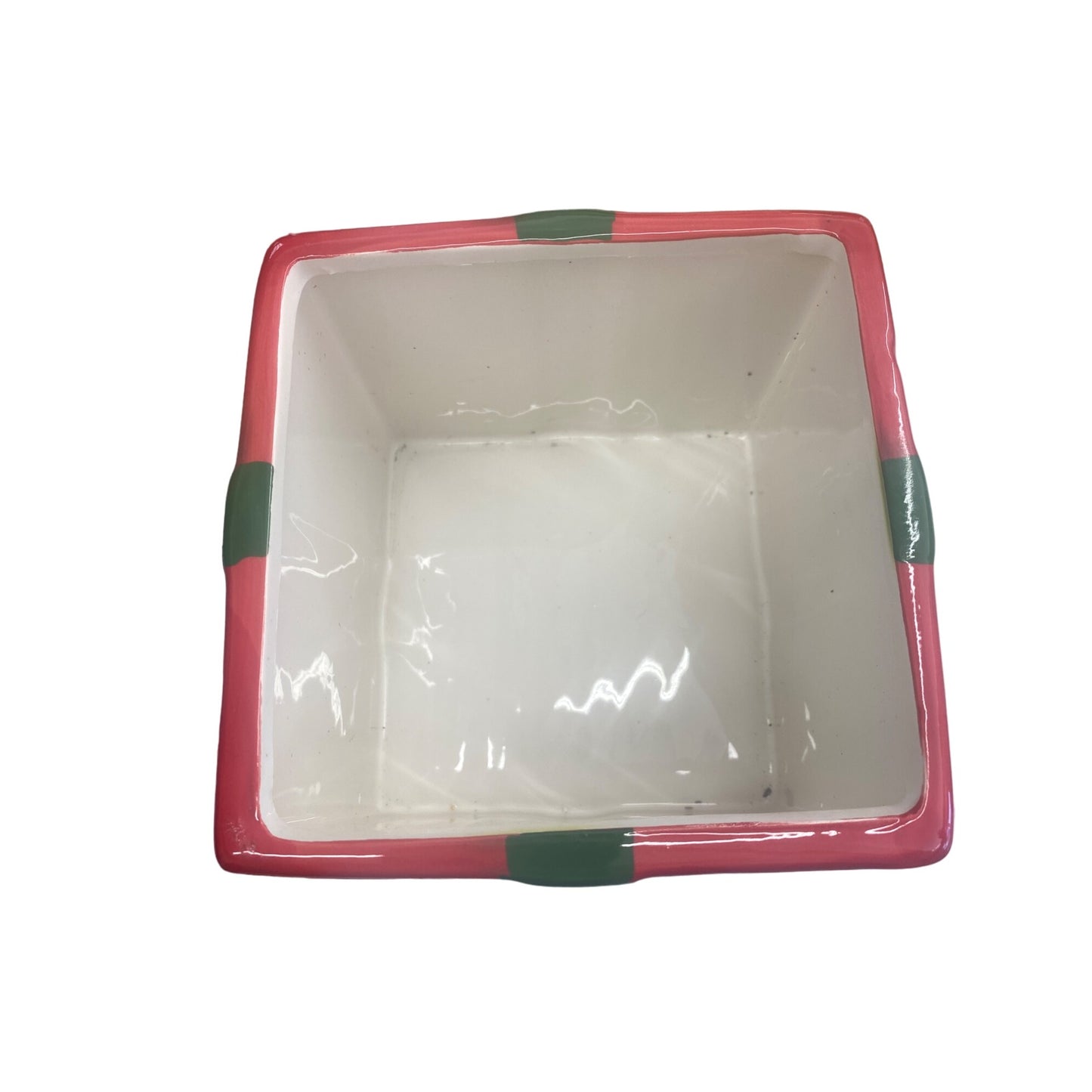 Christmas Gift Box Ceramic Cookie Jar With Bow & Polka Dots