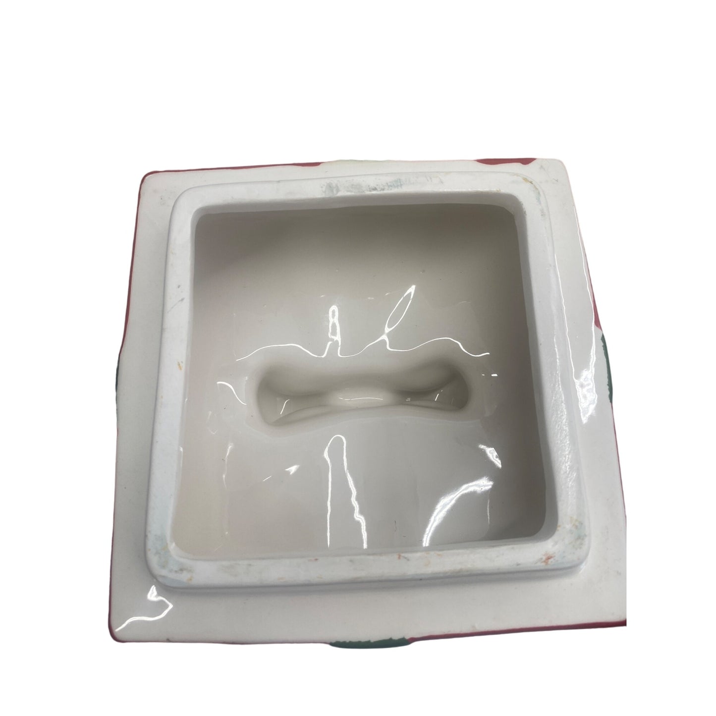 Christmas Gift Box Ceramic Cookie Jar With Bow & Polka Dots