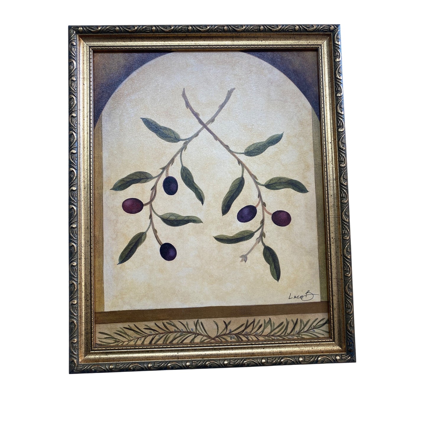 Framed Art Print With Olive Branch Design By Lace