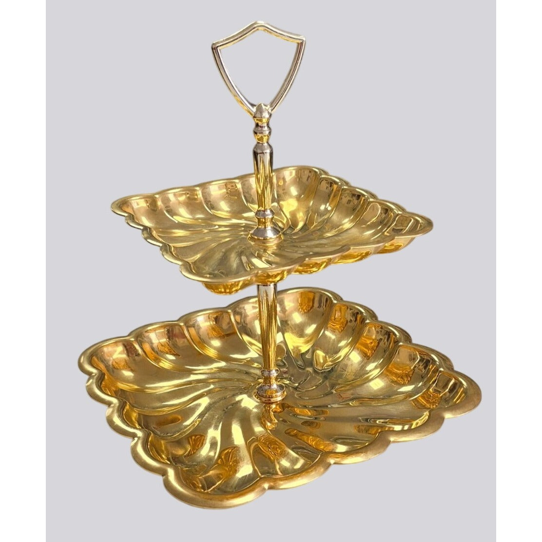 Vintage 24K Gold Plated 2 Tier Tray Lehman Brothers New York