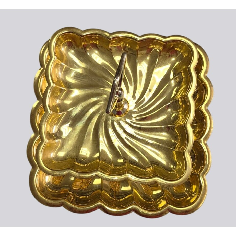 Vintage 24K Gold Plated 2 Tier Tray Lehman Brothers New York