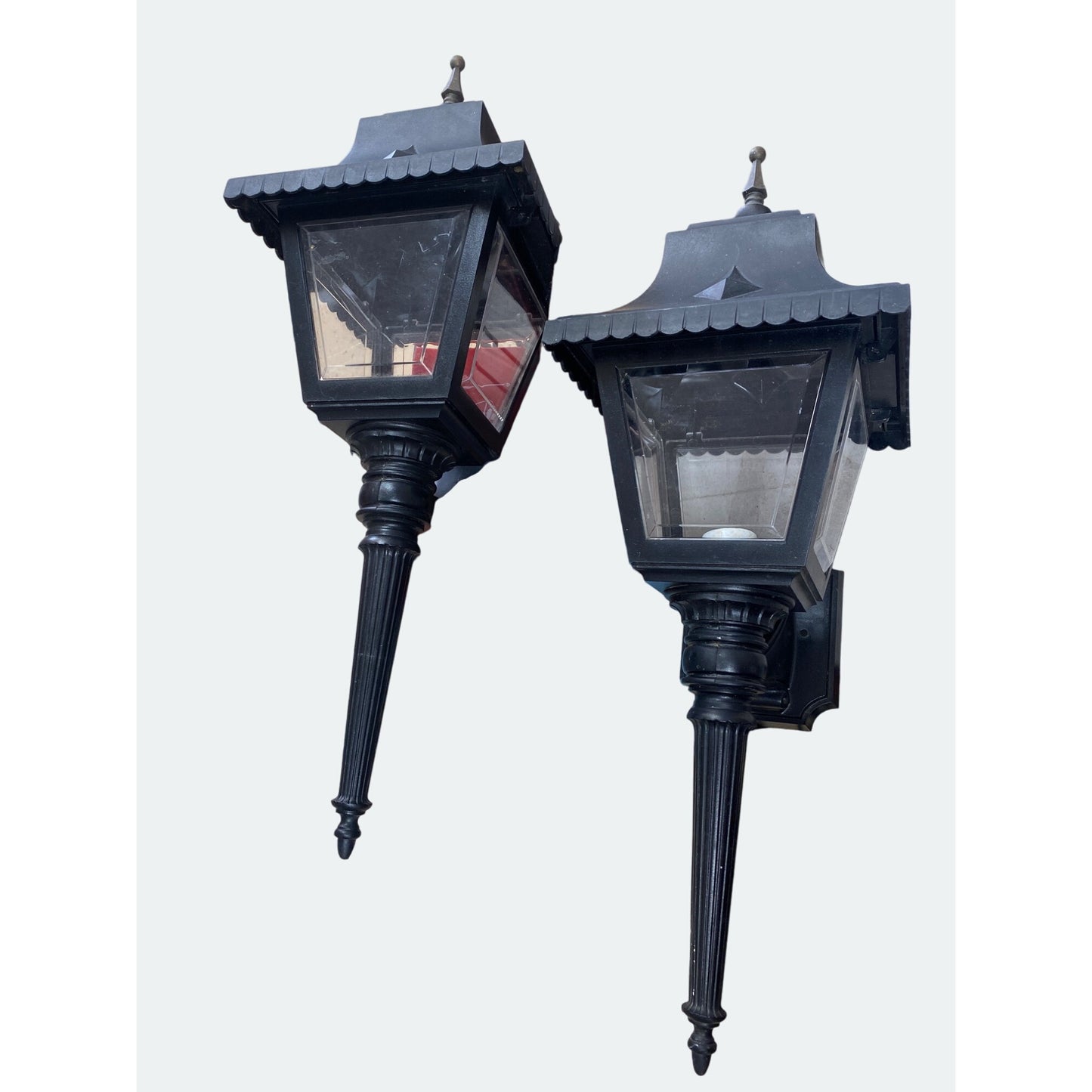 Set Of 2 Black Outdoor Wall Lanterns