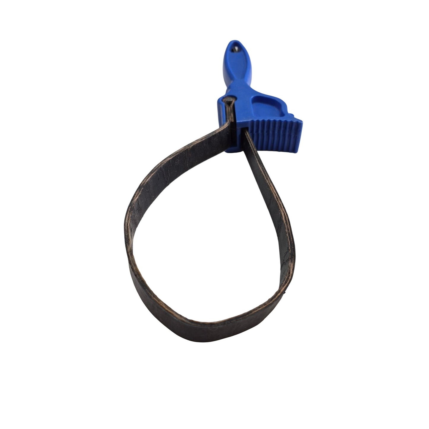 Adjustable Oil Filter Wrench Blue Plastic Handle Rubber Strap Grip