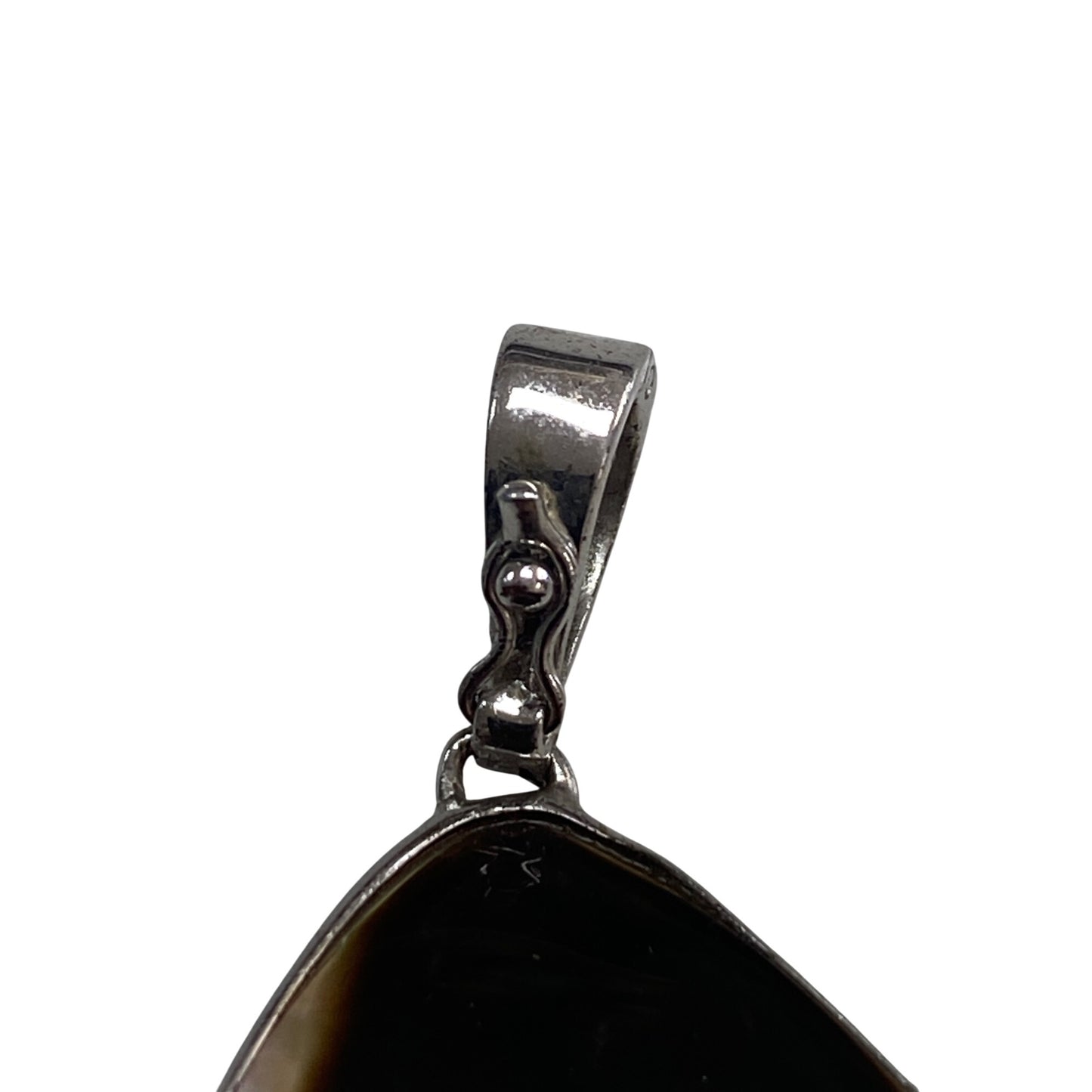 Mother Of Pearl & Sterling Silver Teardrop Pendant Jewelry Handmade 1.75 Inches Long