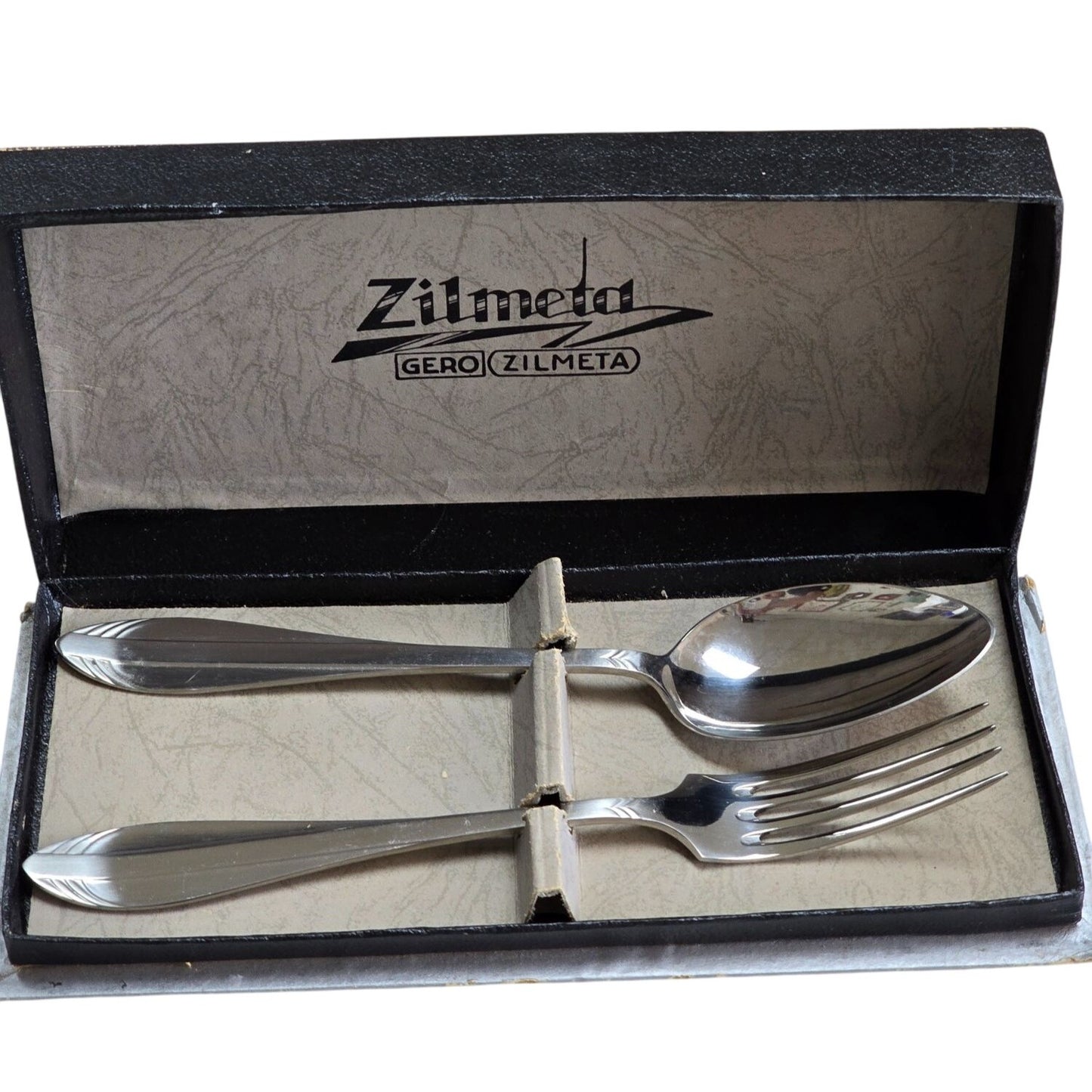 Vintage Zilmeta Gero Stainless Steel Spoon & Fork Set In Box